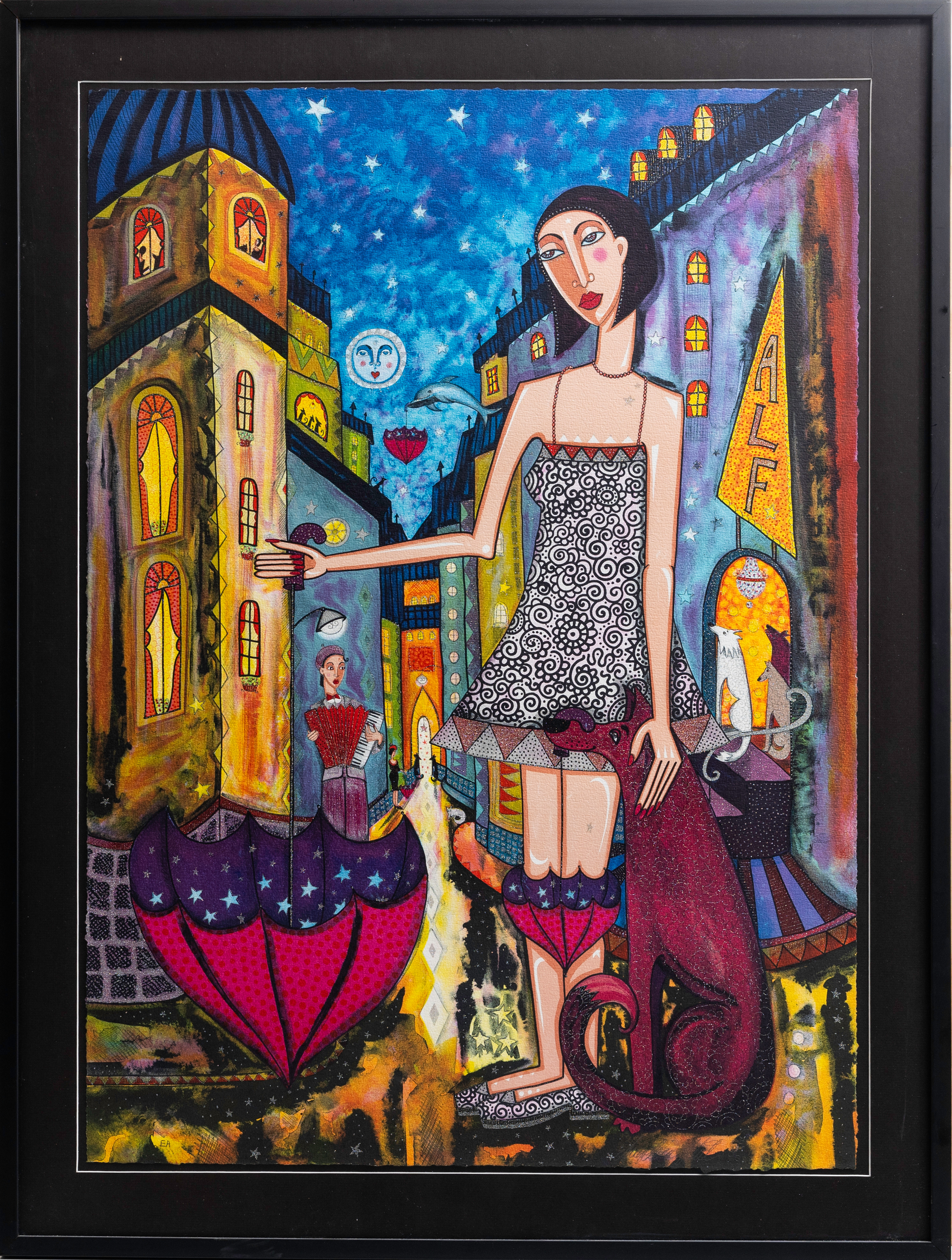 ANGELICA WIIK. Komposition, färglitografi, signerad, EA.