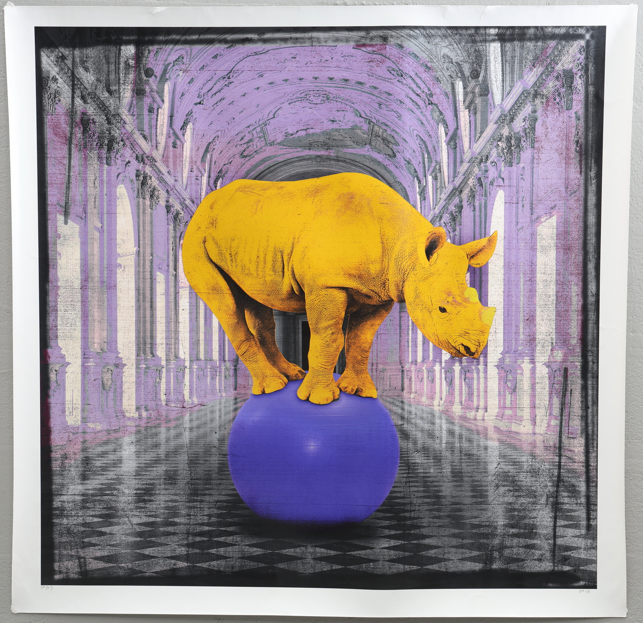 LARS TUNEBO. Mixed media, ”Having a ball”,original, på papper, signerad.