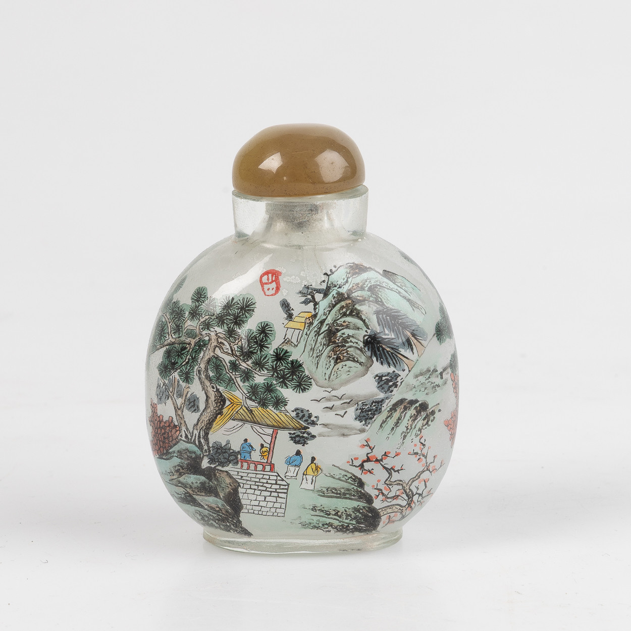 SNUSFLASKA, Kina, glas, bemålat, 1900-tal.