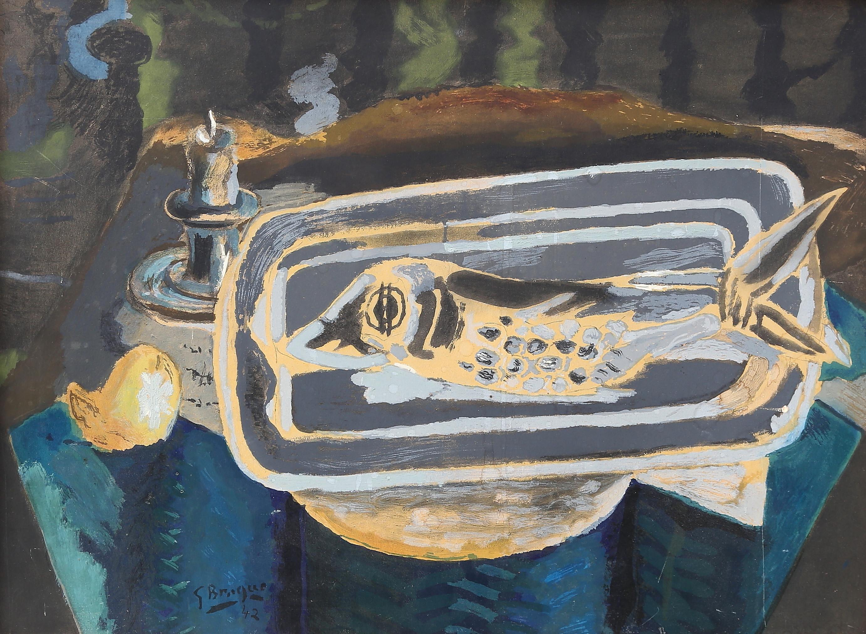 GEORGES BRAQUE. EFTER. reproduktion från Aeply, Jonstförlaget Artes, signerad i trycket, numrerad a tergo 285/600.