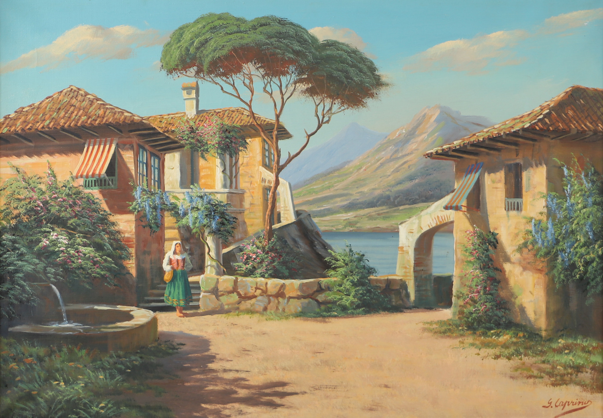 OIDENTIFIERAD KONSTNÄR. Italiensk kustbild, olja på duk, signerad G. Caprino.