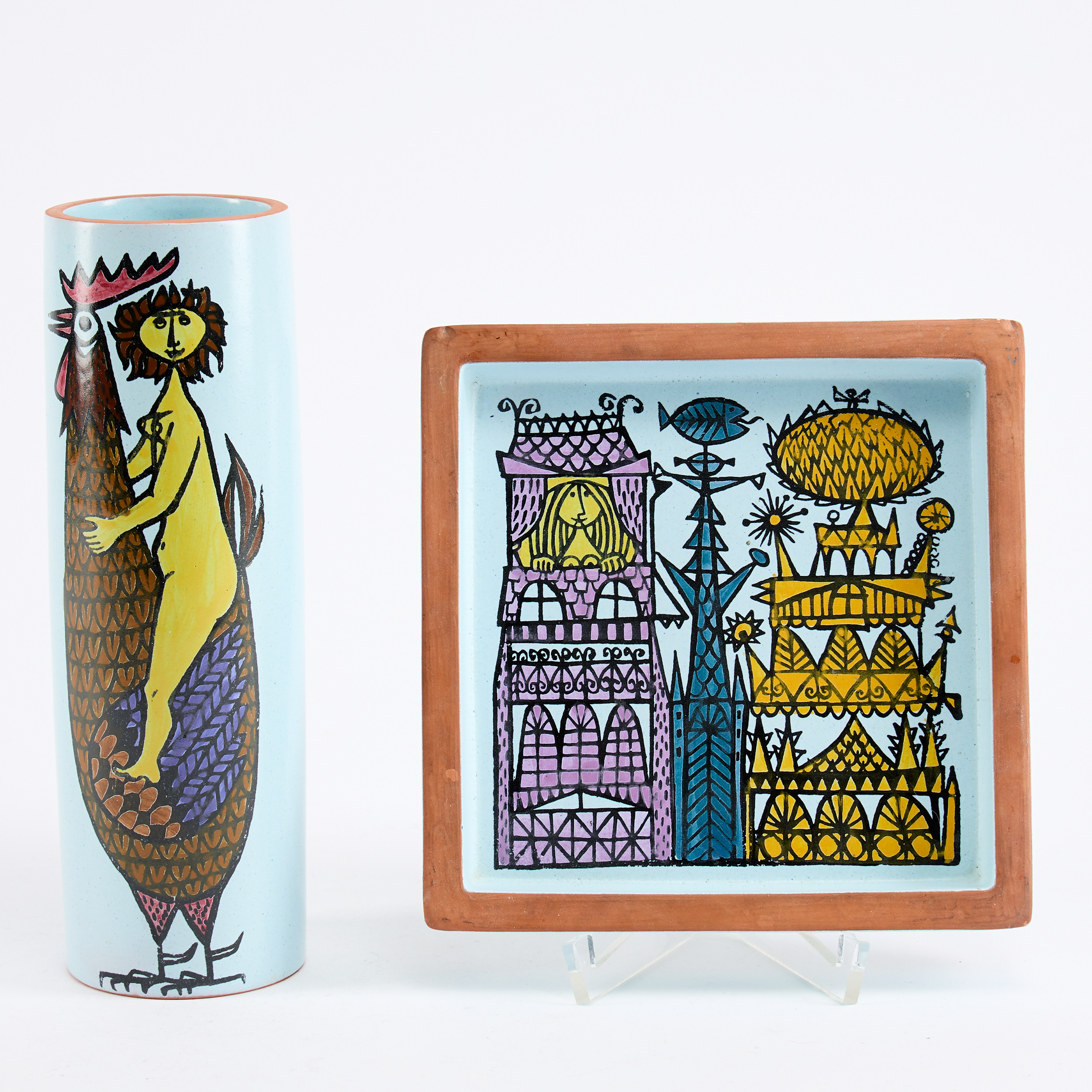 STIG LINDBERG. Vas samt fat, "Karneval", Gustavsbergs Studio.