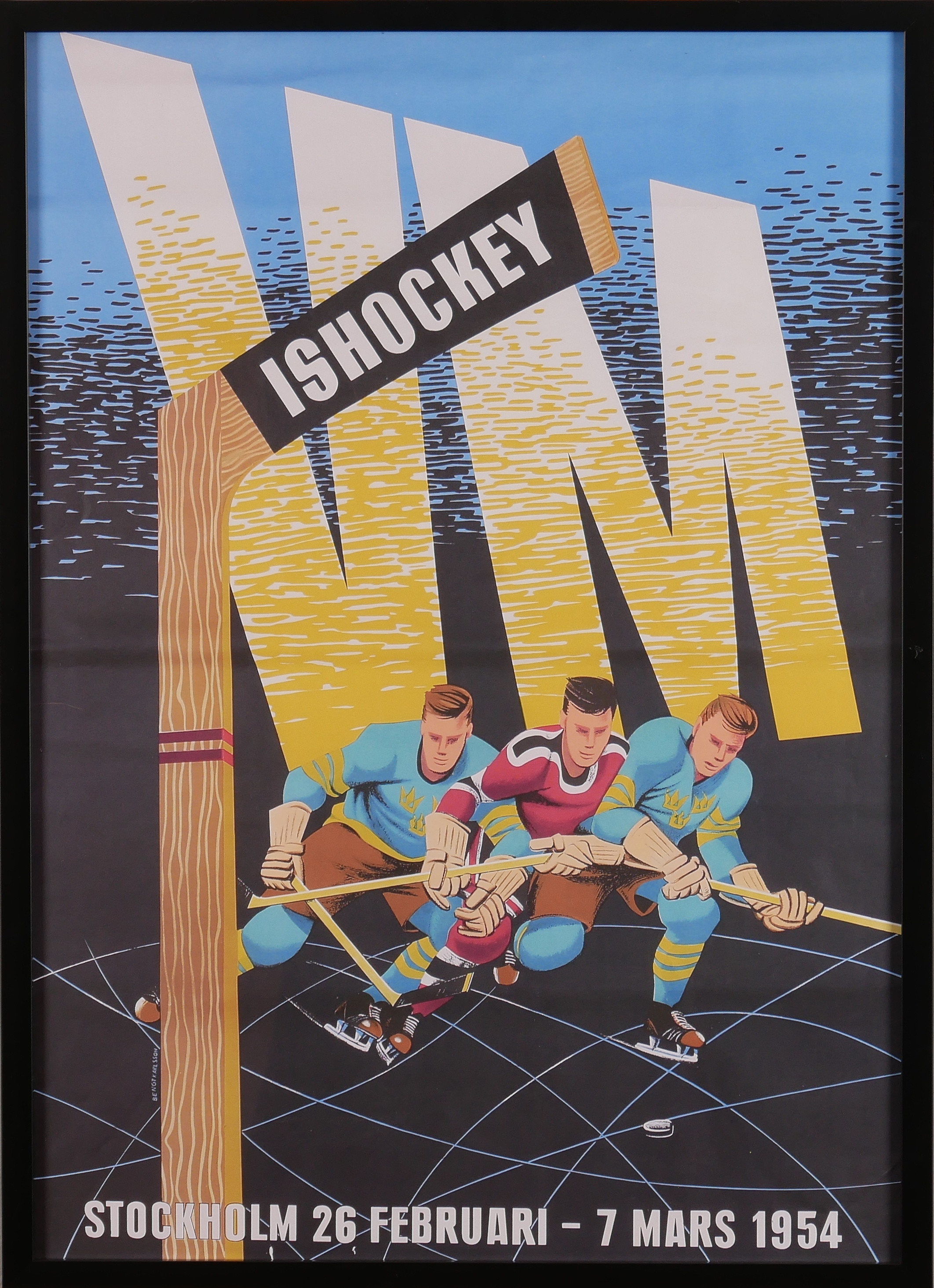 AFFISCH, "ISHOCKEY Stockholm 1954", senare tryck.