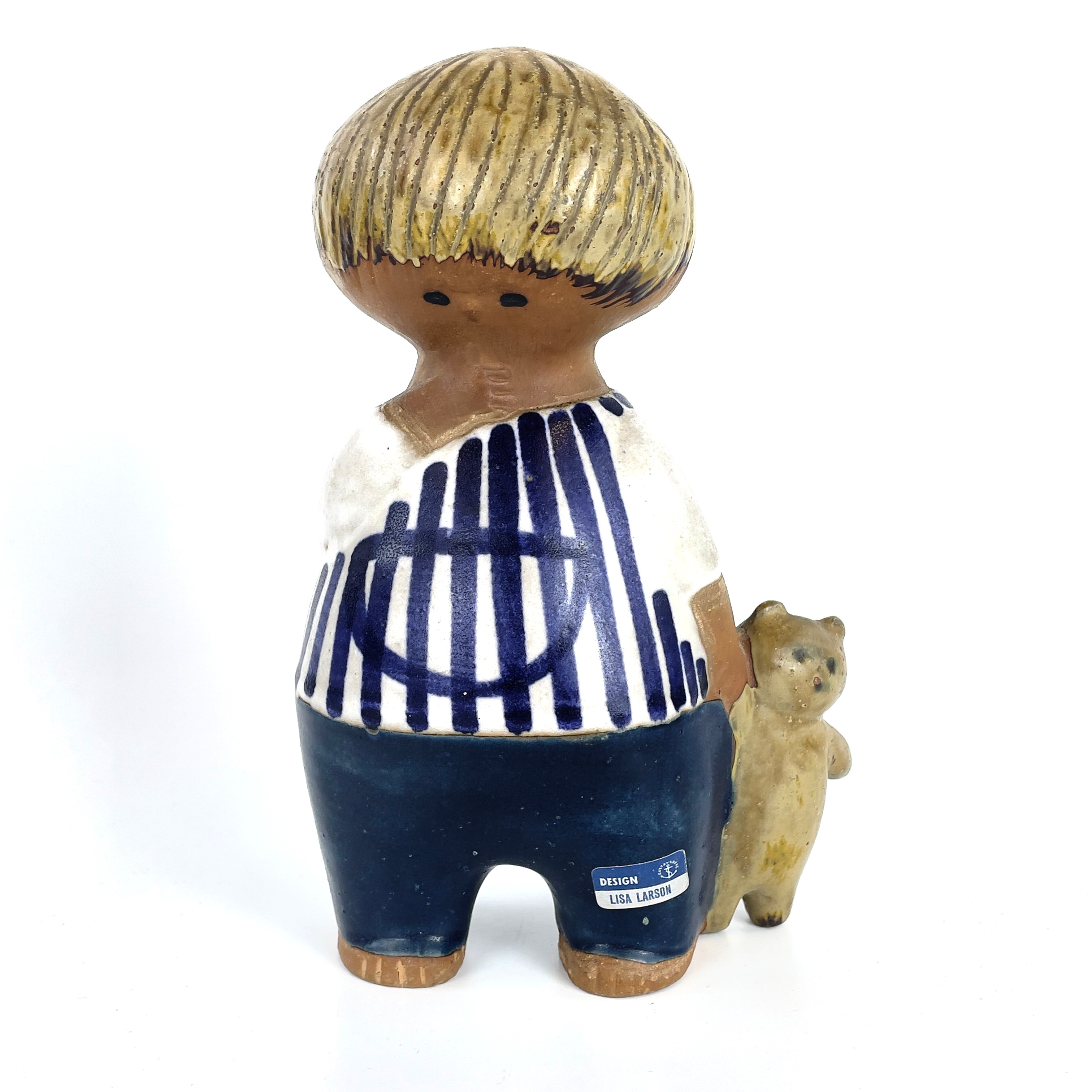 LISA LARSON. Figurin, "Malin" ur serien "Larsons ungar", stengods, Gustavsberg.