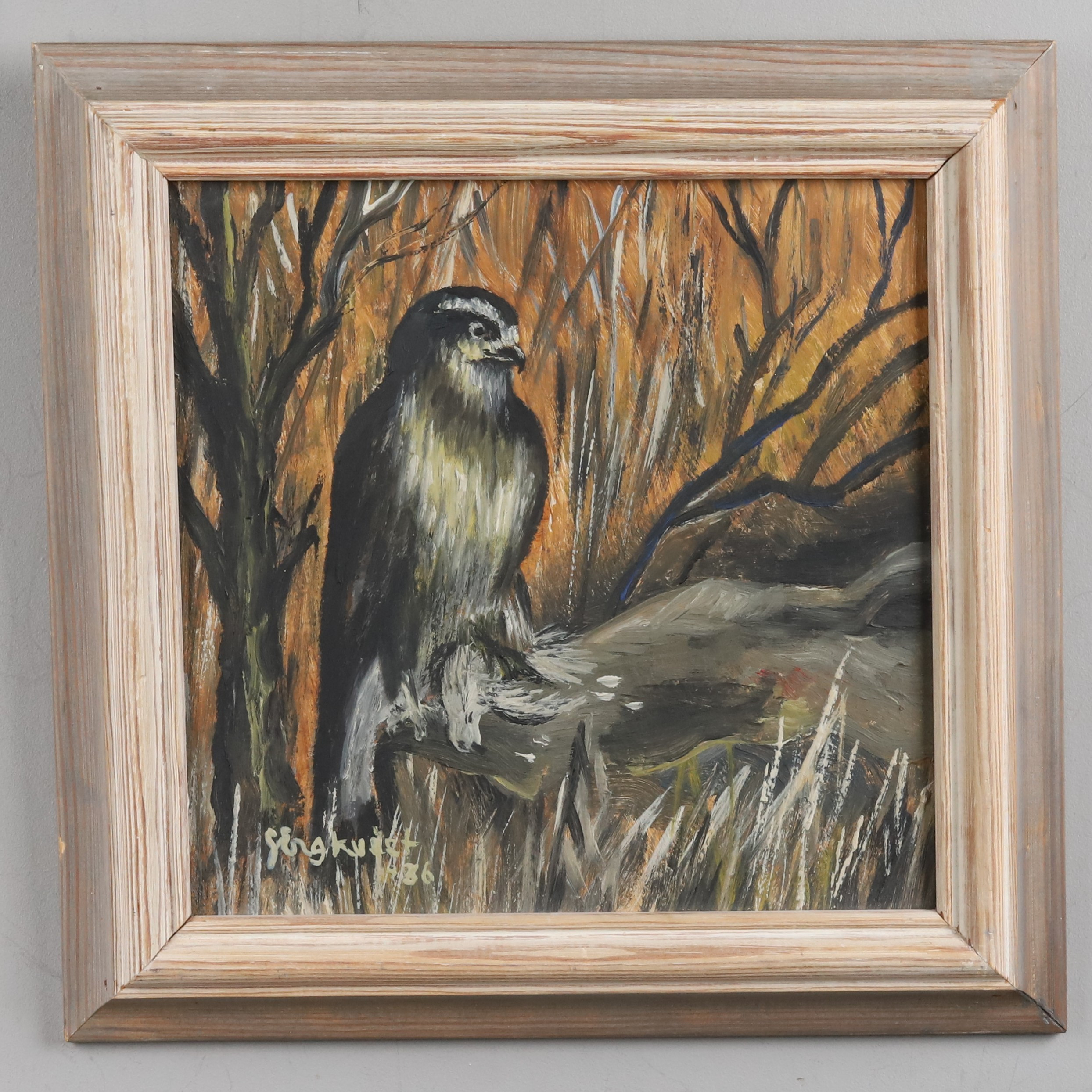 OLJA PÅ PANNÅ, Duvhök med duva, signerad -36.