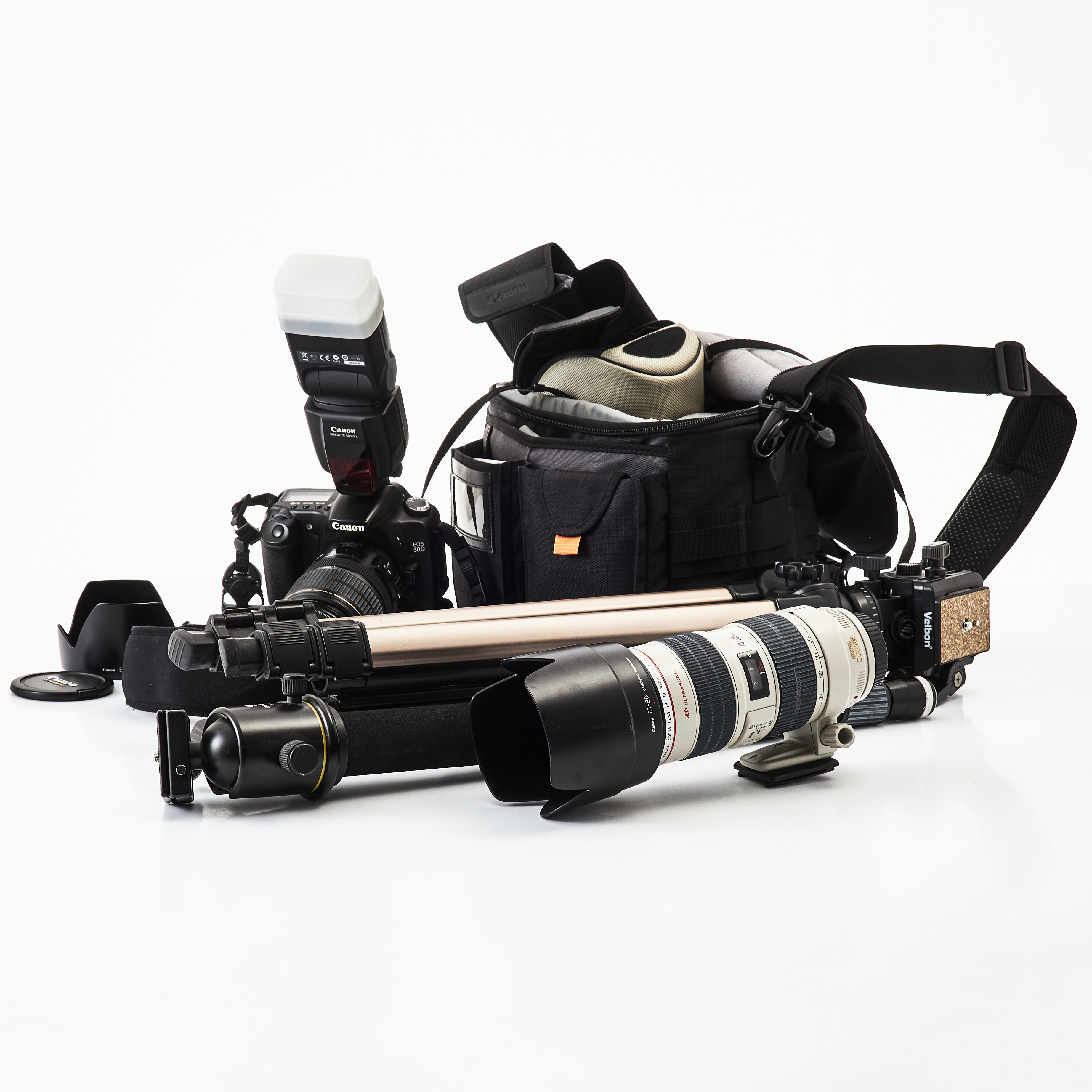 SYSTEMKAMERA & OBJEKTIV, Canon 30D med 2 st objektiv samt med tillbehör.