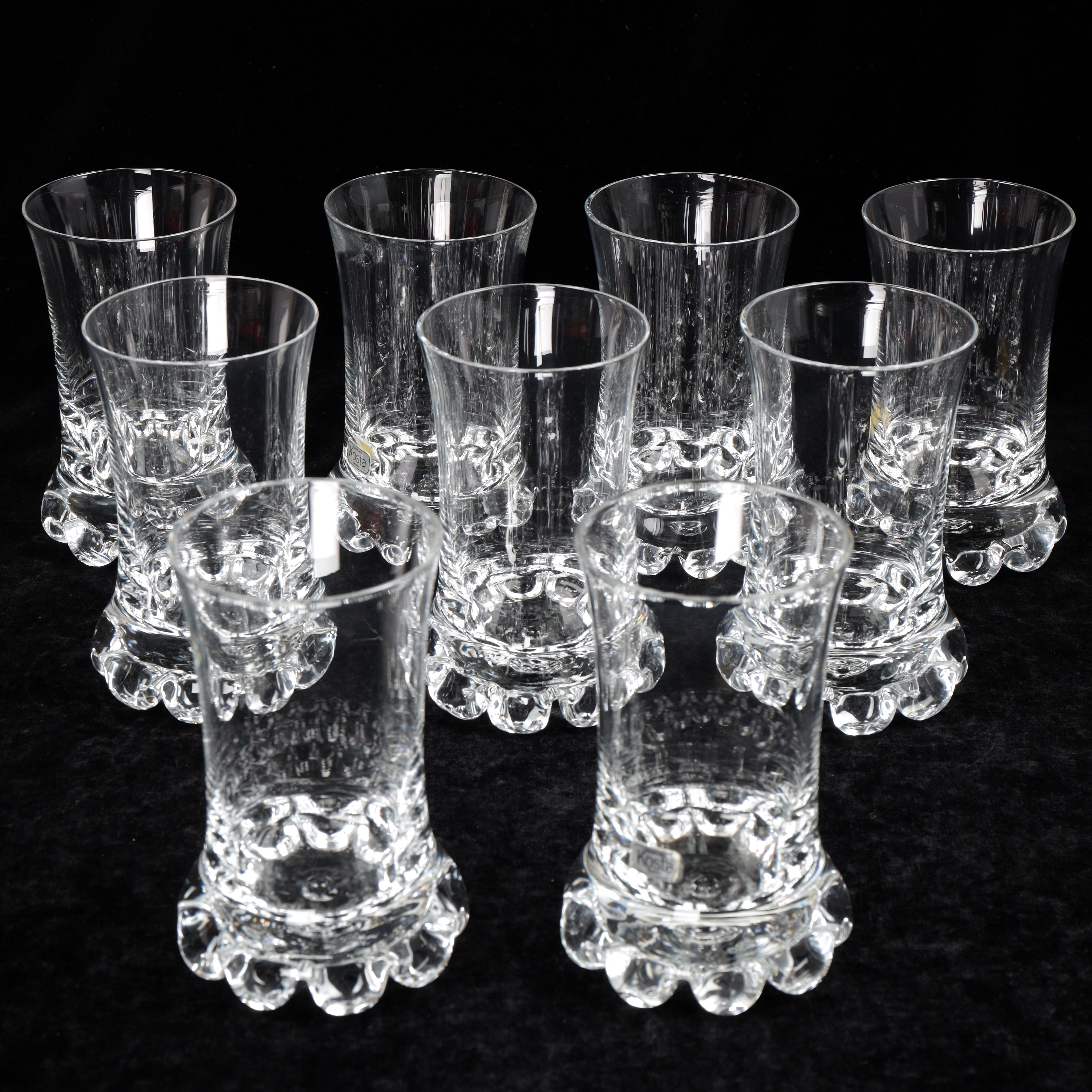 GÖRAN WÄRFF. Grogglas, 9 stycken, "Buster", Kosta Boda.