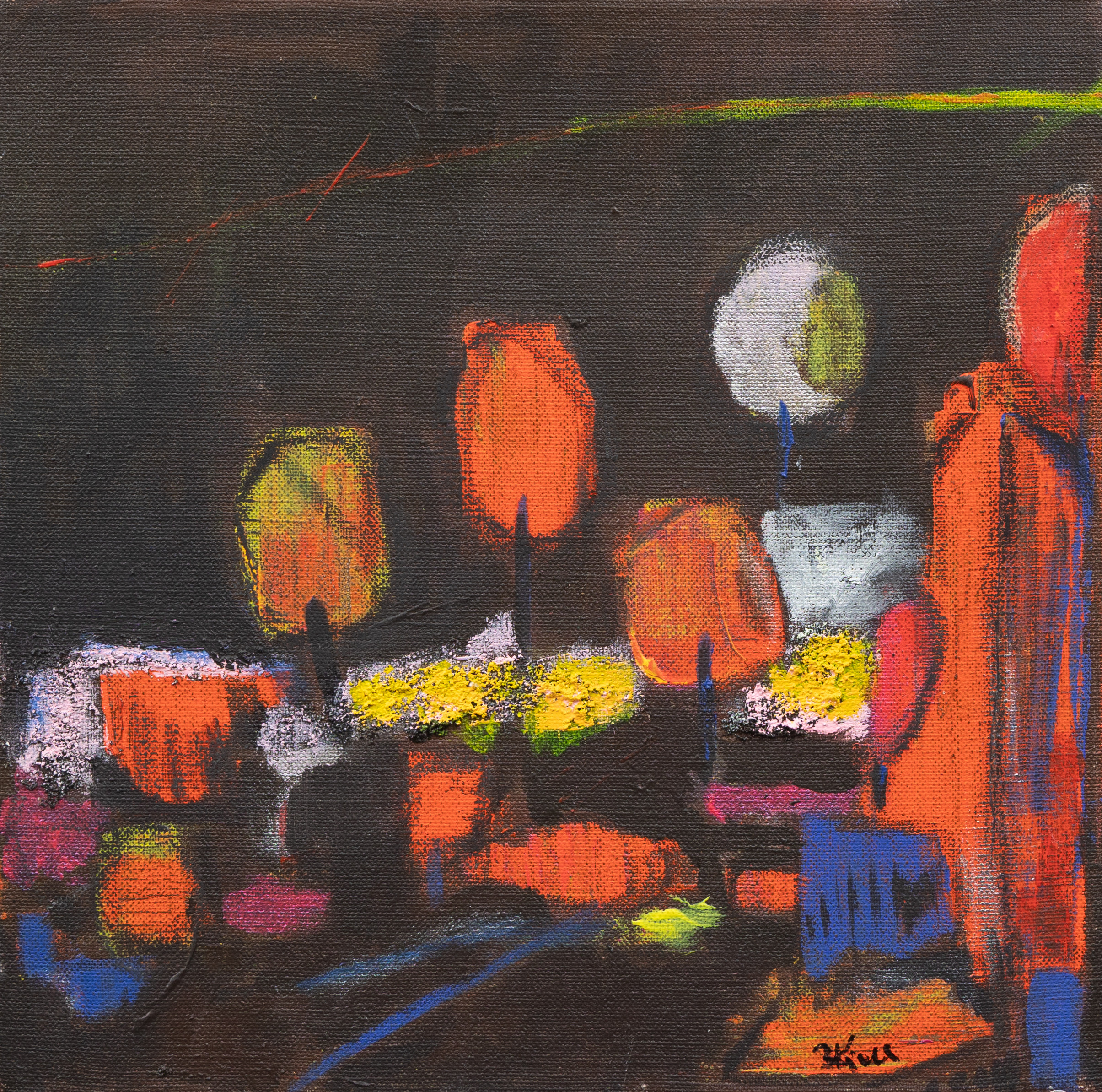 BIRTHE KJELL LINDH. "Park II", akryl på duk, signerad.