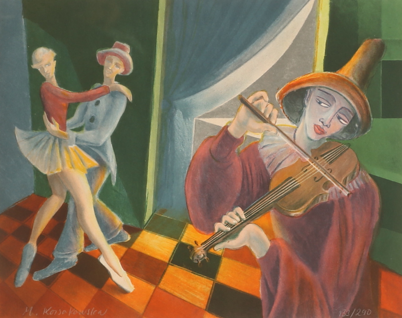 MAGDALENA KOSSAKOWSKA. Färglitografi, signerad och numrerad.