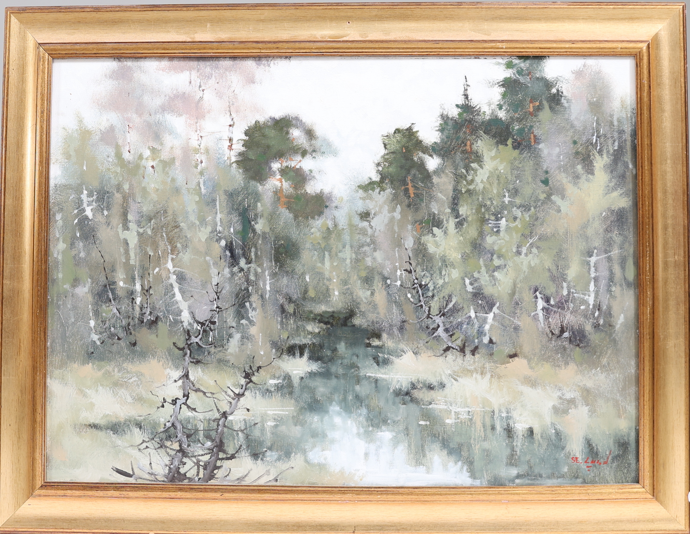 SVEN ERIK LUND. Skogskärr, olja på duk, signerad.