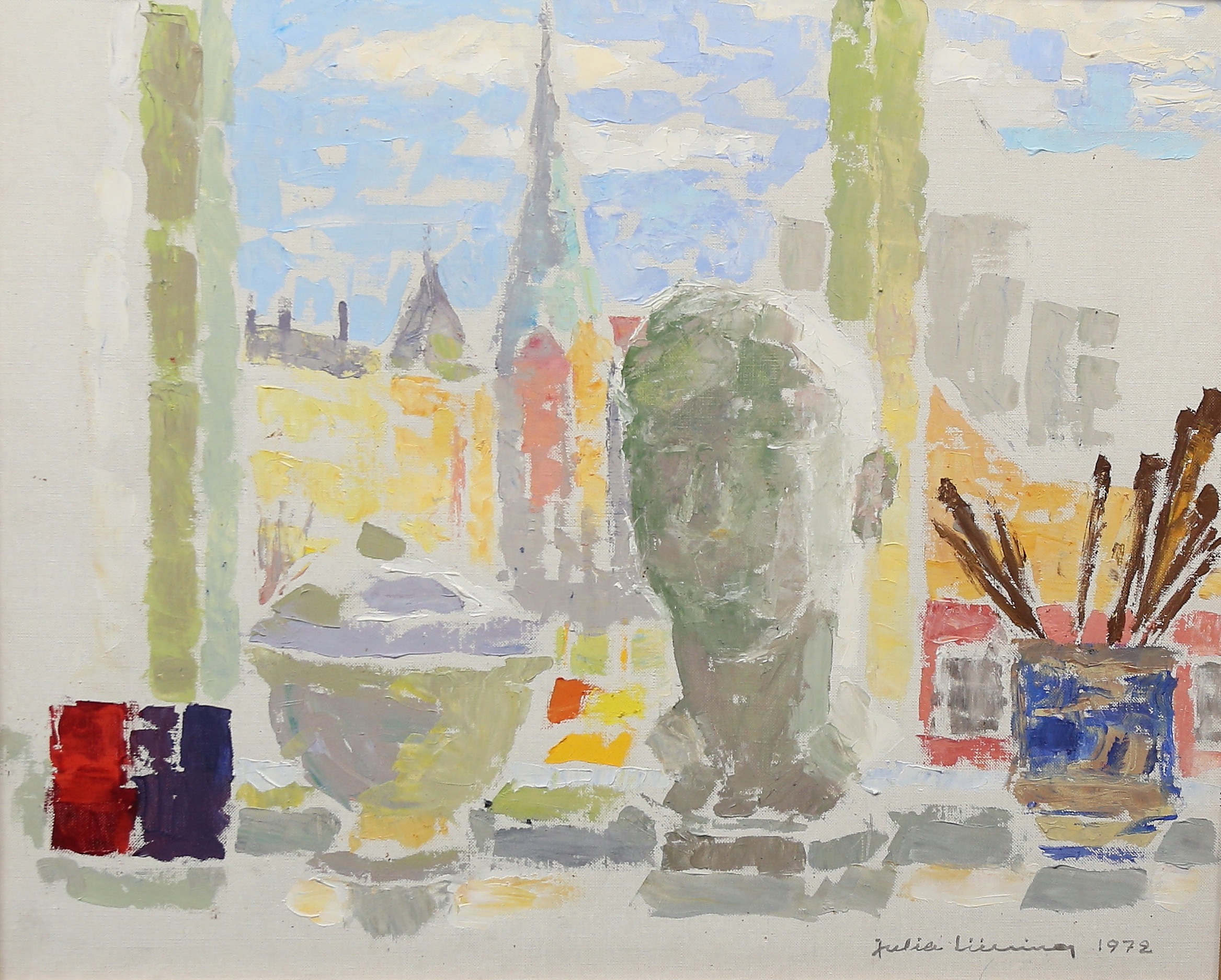 JULIA LÜNING. olja på duk, signerad och daterad 1972.