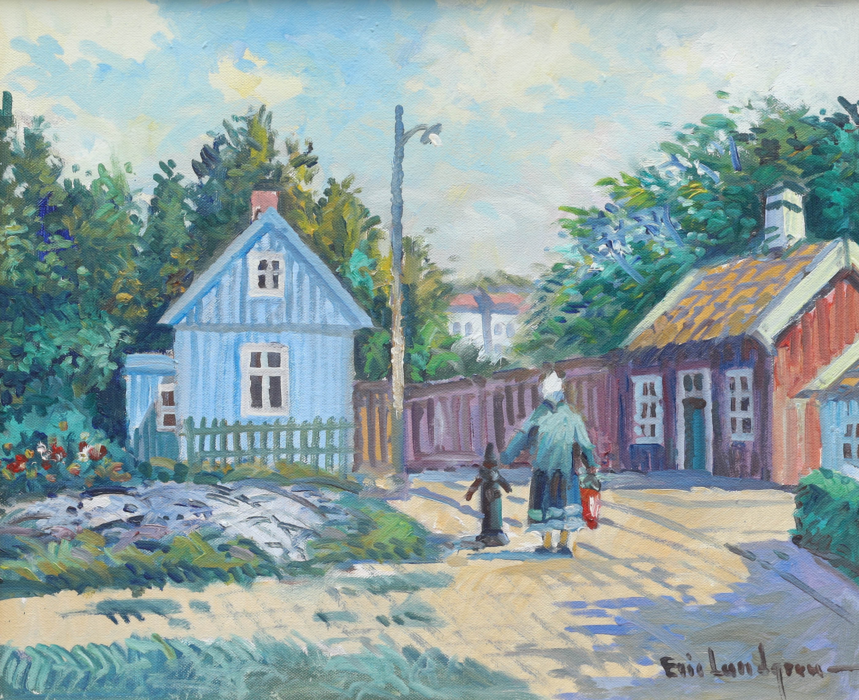 ERIC LUNDGREN. olja på duk, "Gröna Gatan Göteborg", signerad.