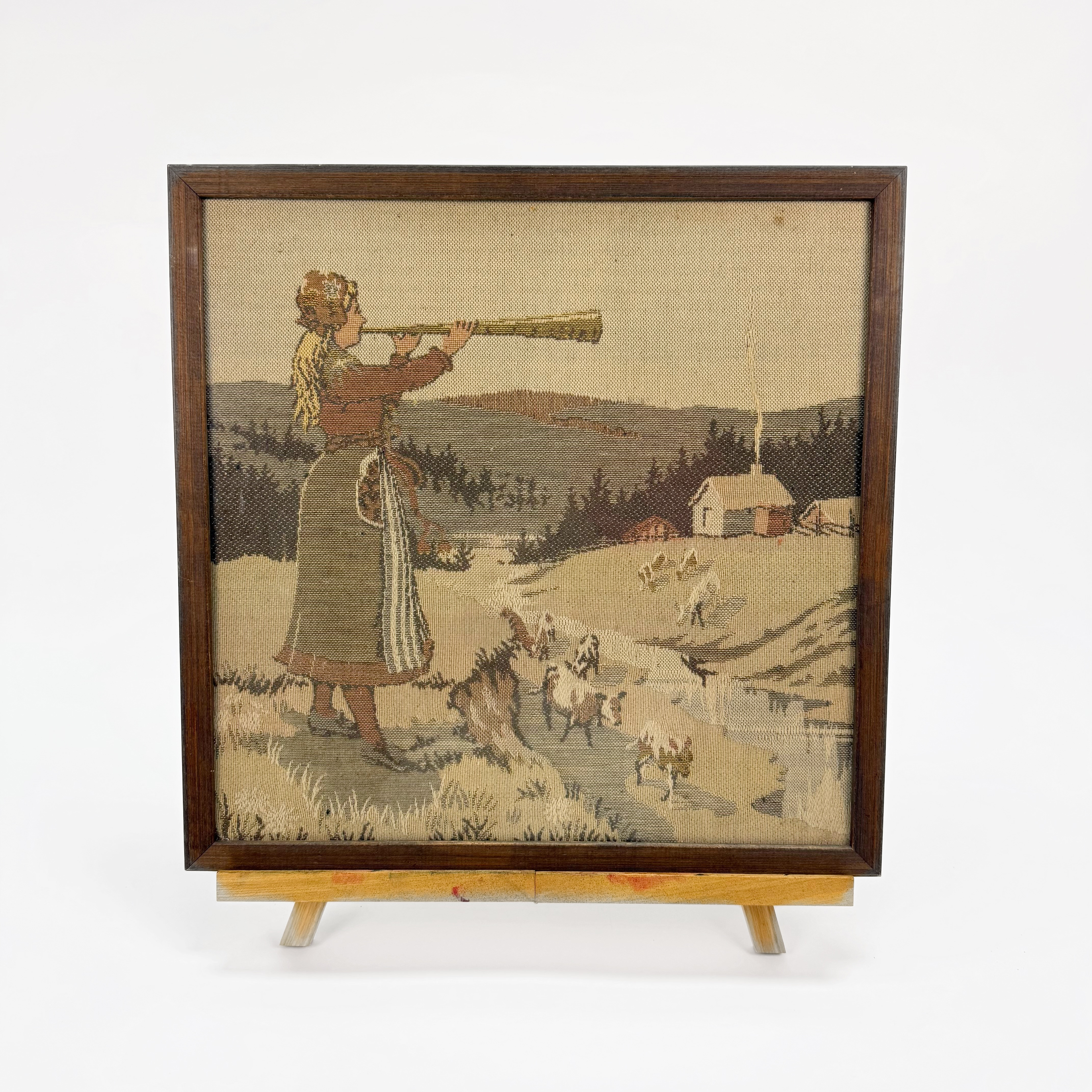 BRODERAD TAVLA - Fäbod kulla, hantverk, 1900 talets mellersta del.