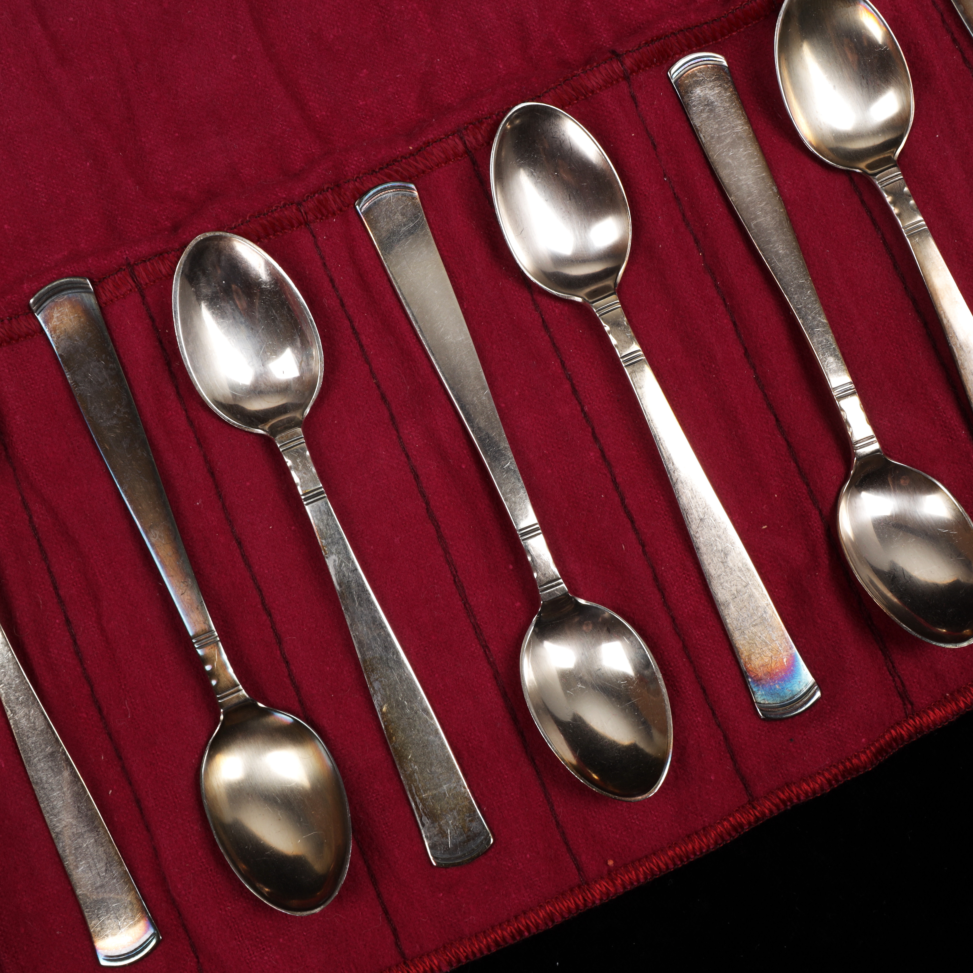 KAFFESKEDAR, 12 st, silver, "Rosenholm", totalvikt 176 gram.