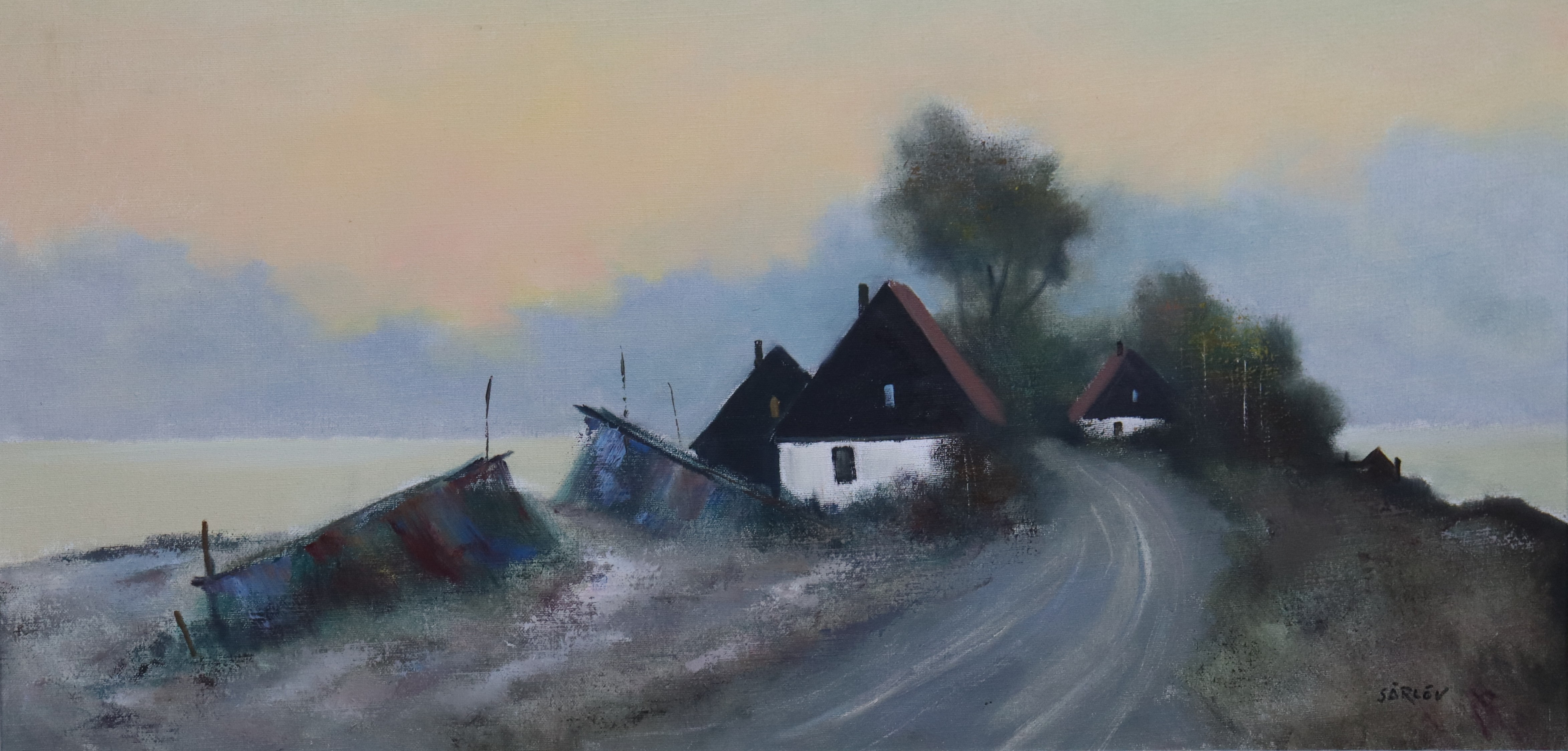 MALTE SÄRLÖV. olja på duk, fiskeläge.