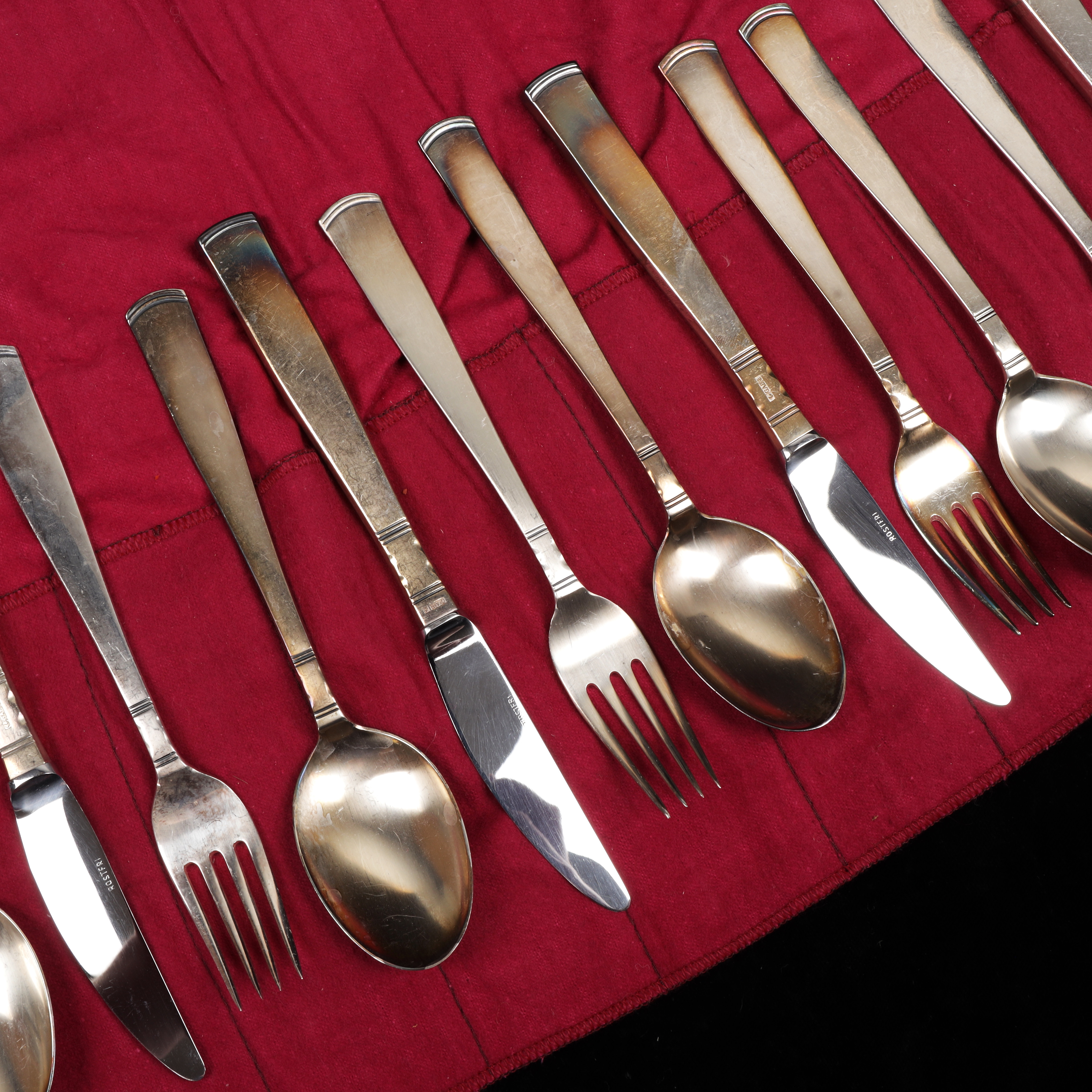 BESTICK, 12 st, silver, "Rosenholm", totalvikt 570 gram.