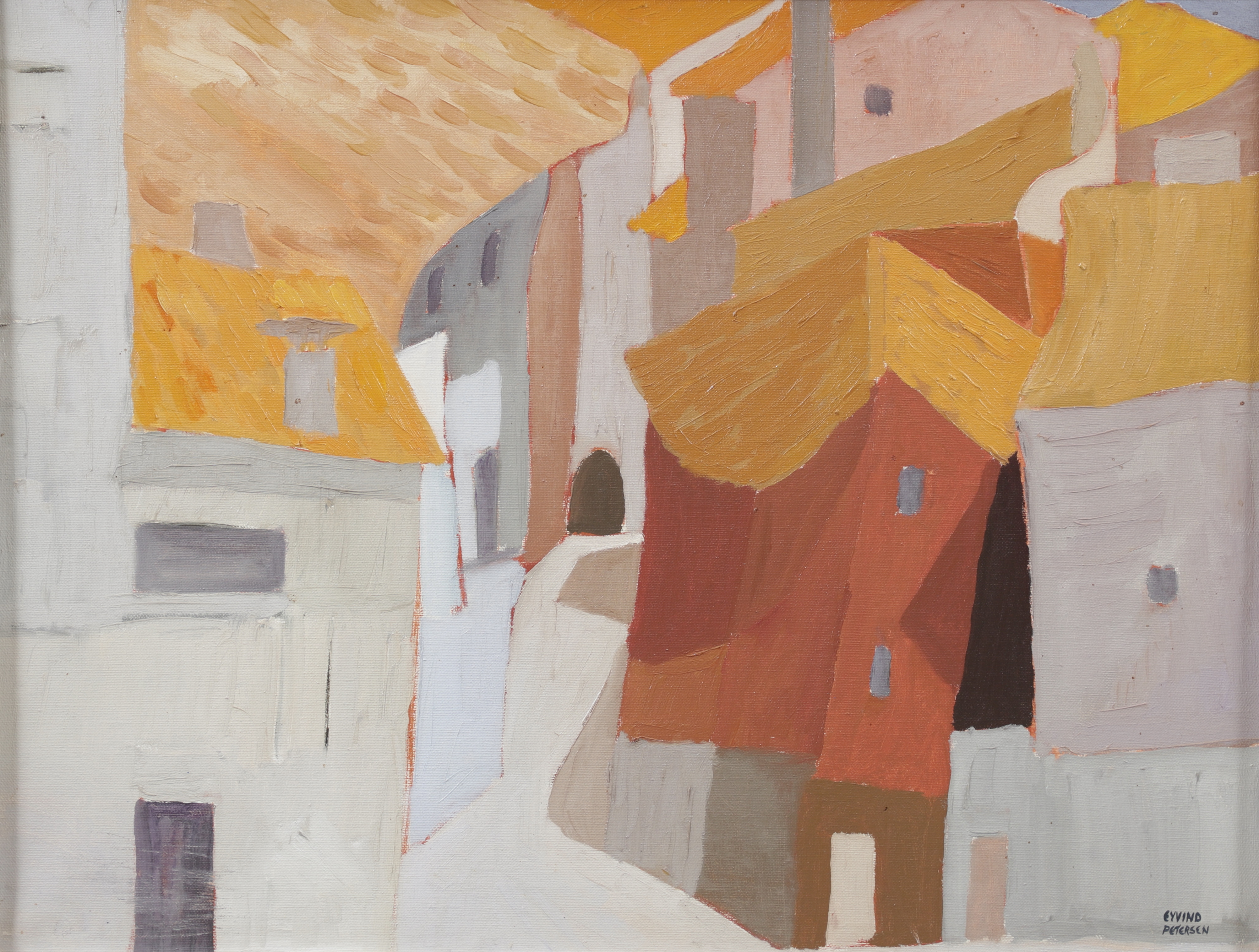 EYVIND PETERSEN. Stadsmotiv, olja på duk, signerad.