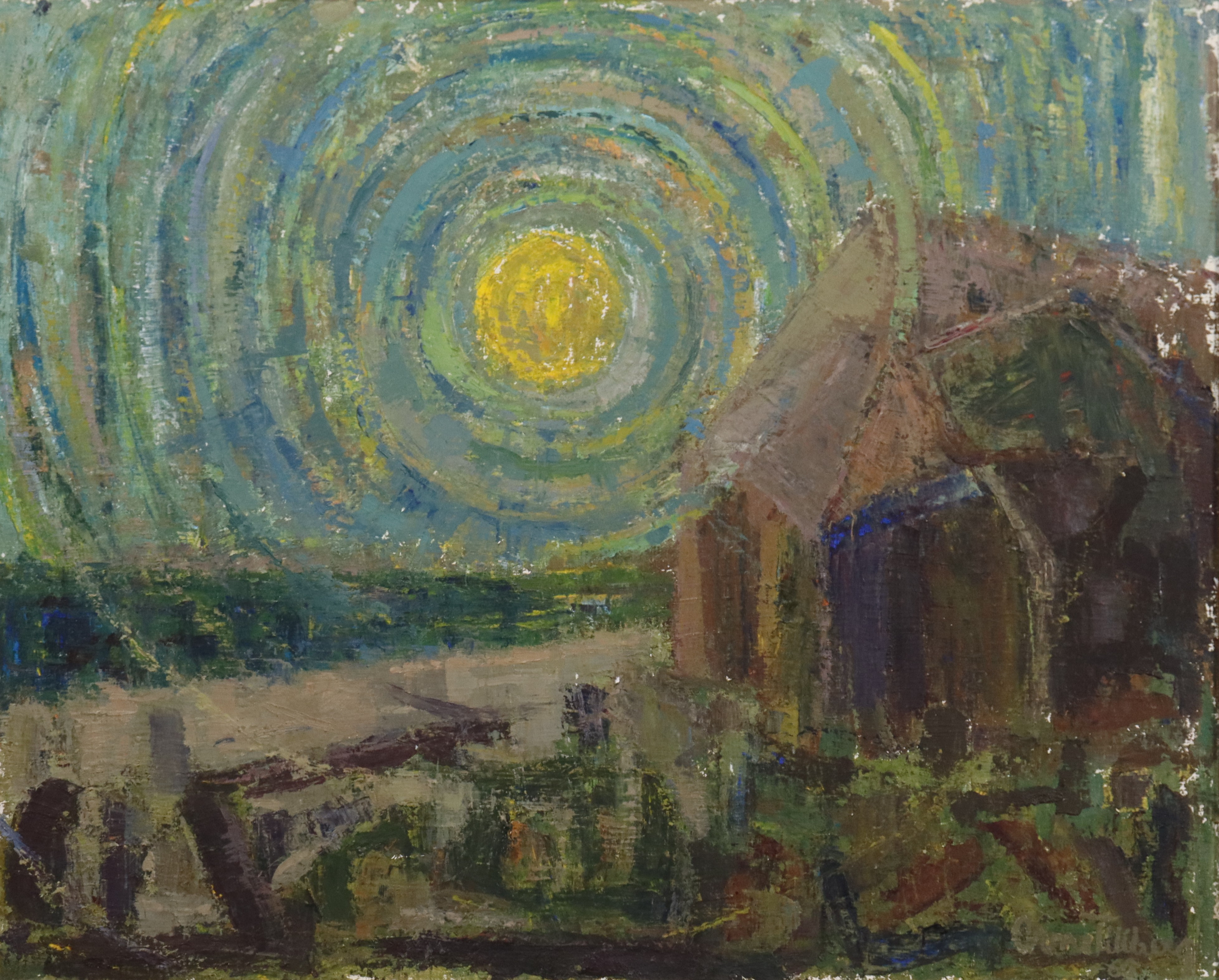 ARNE TILLBERG. olja på duk, solig kust.