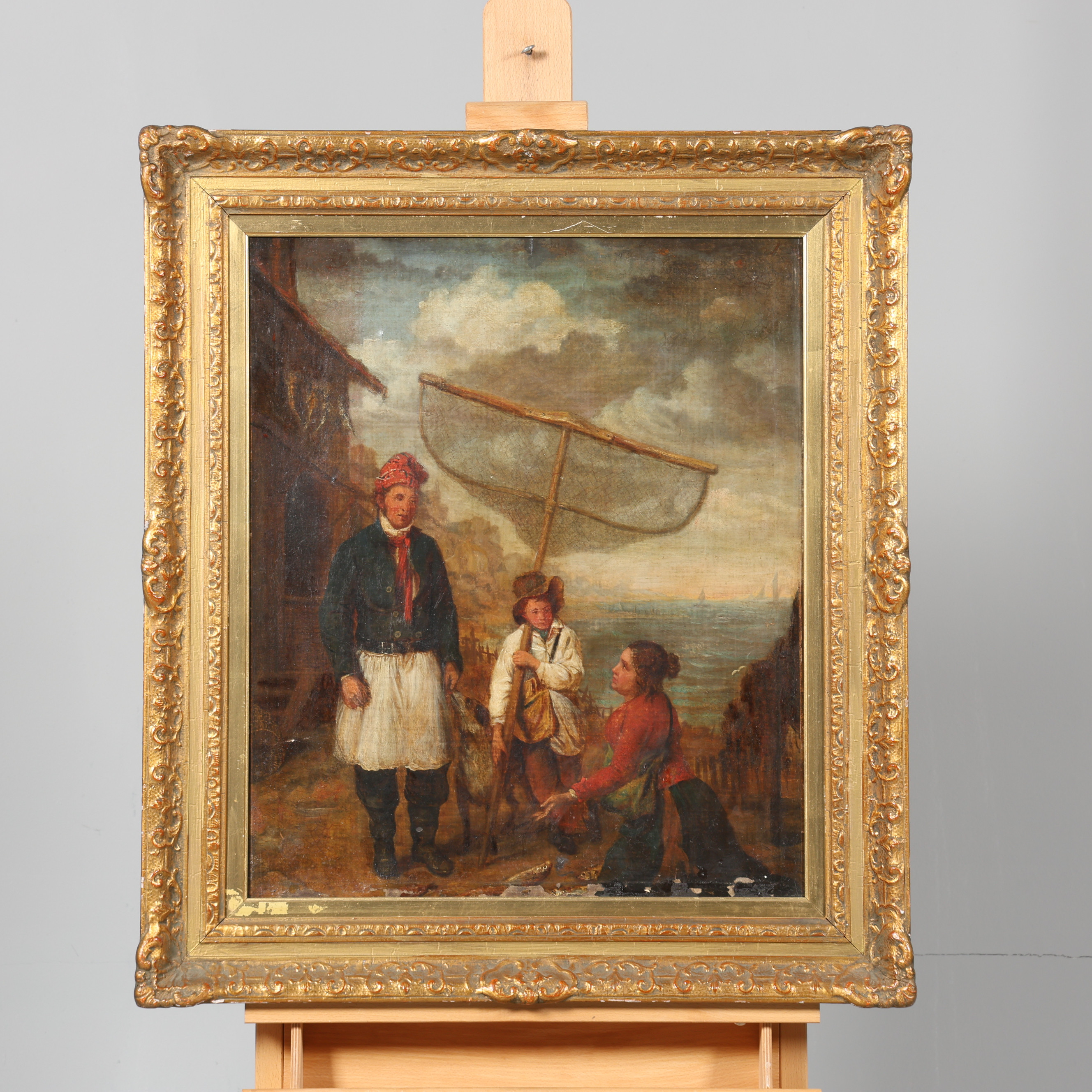 OKÄND KONSTNÄR. OLJA PÅ DUK, fiskare, 17/1800-tal.