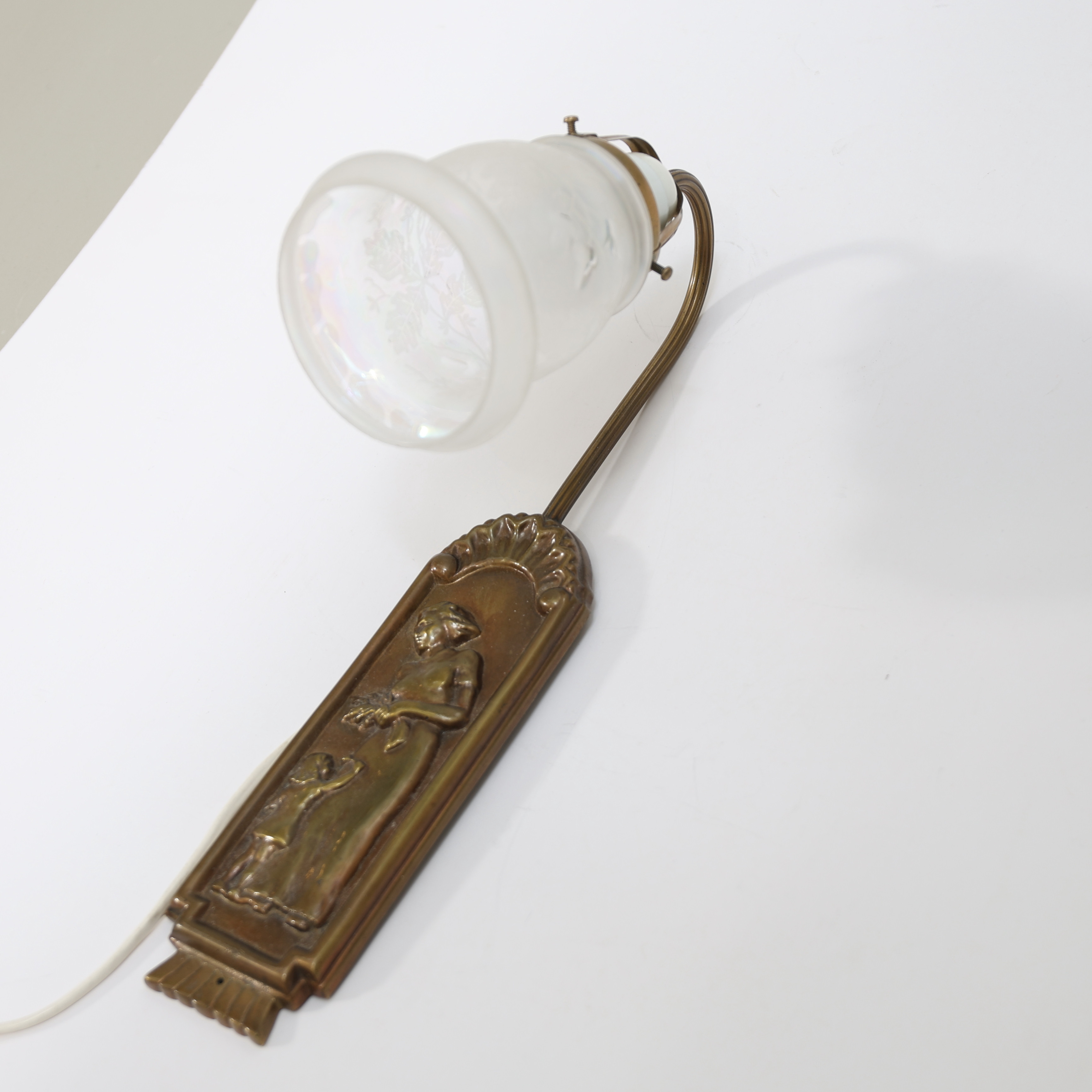 VÄGGLAMPA, patinerad metall, art deco, 1900-tal.