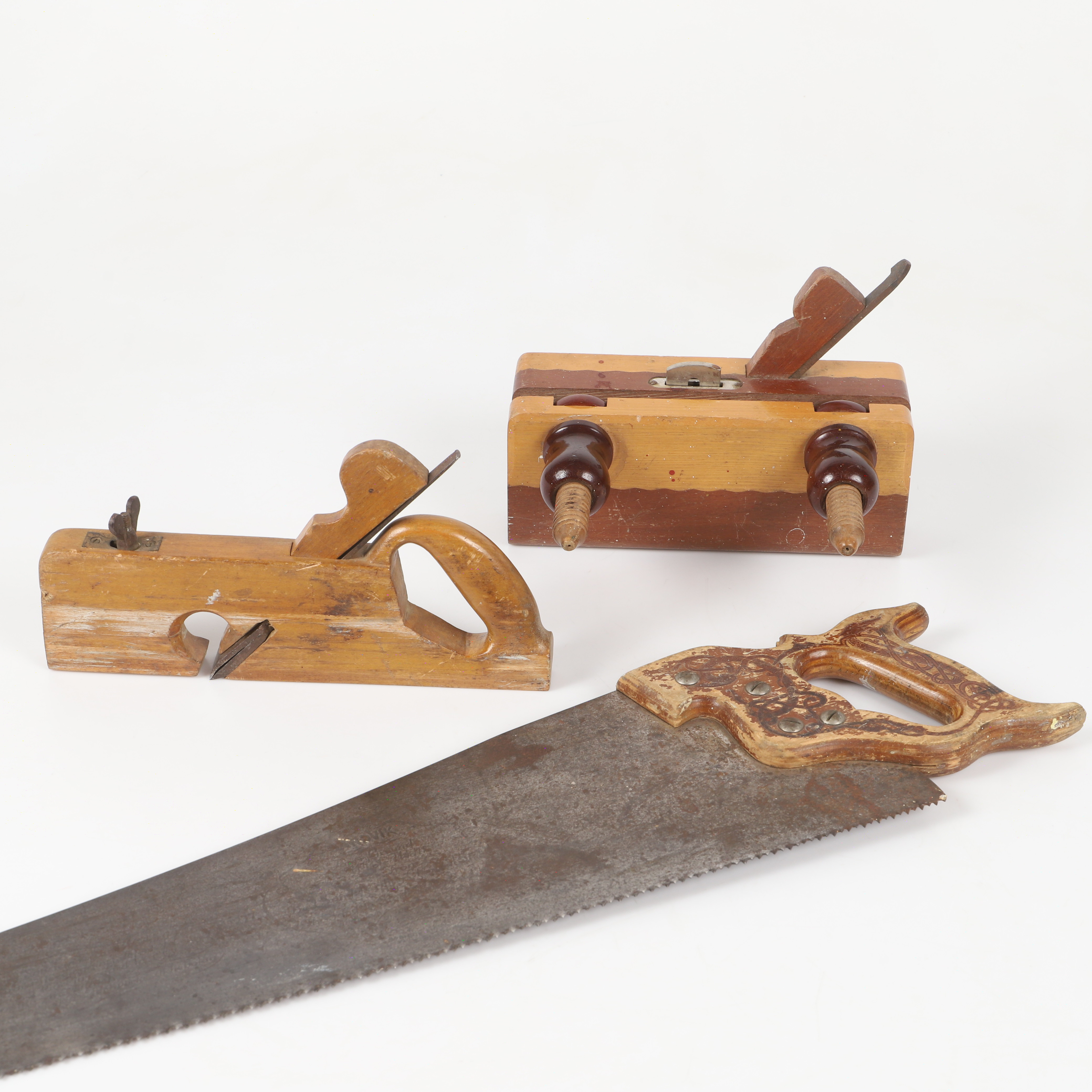 VERKTYG, 3 delar, trä/metall, 1900-tal.