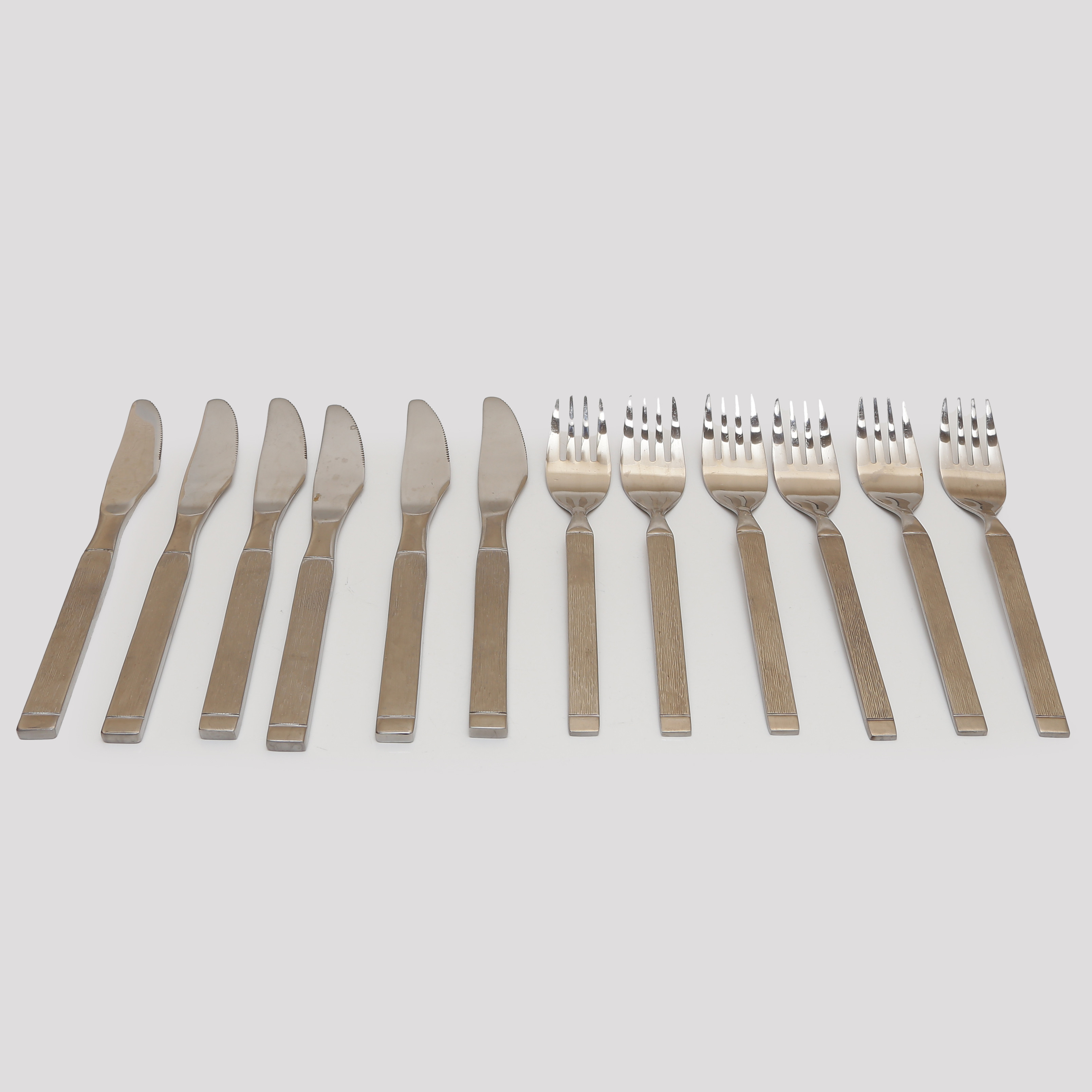 BESTICK "GLABO" 6 GAFFLAR, 6 KNIVAR, ROSTFRITT STÅL.