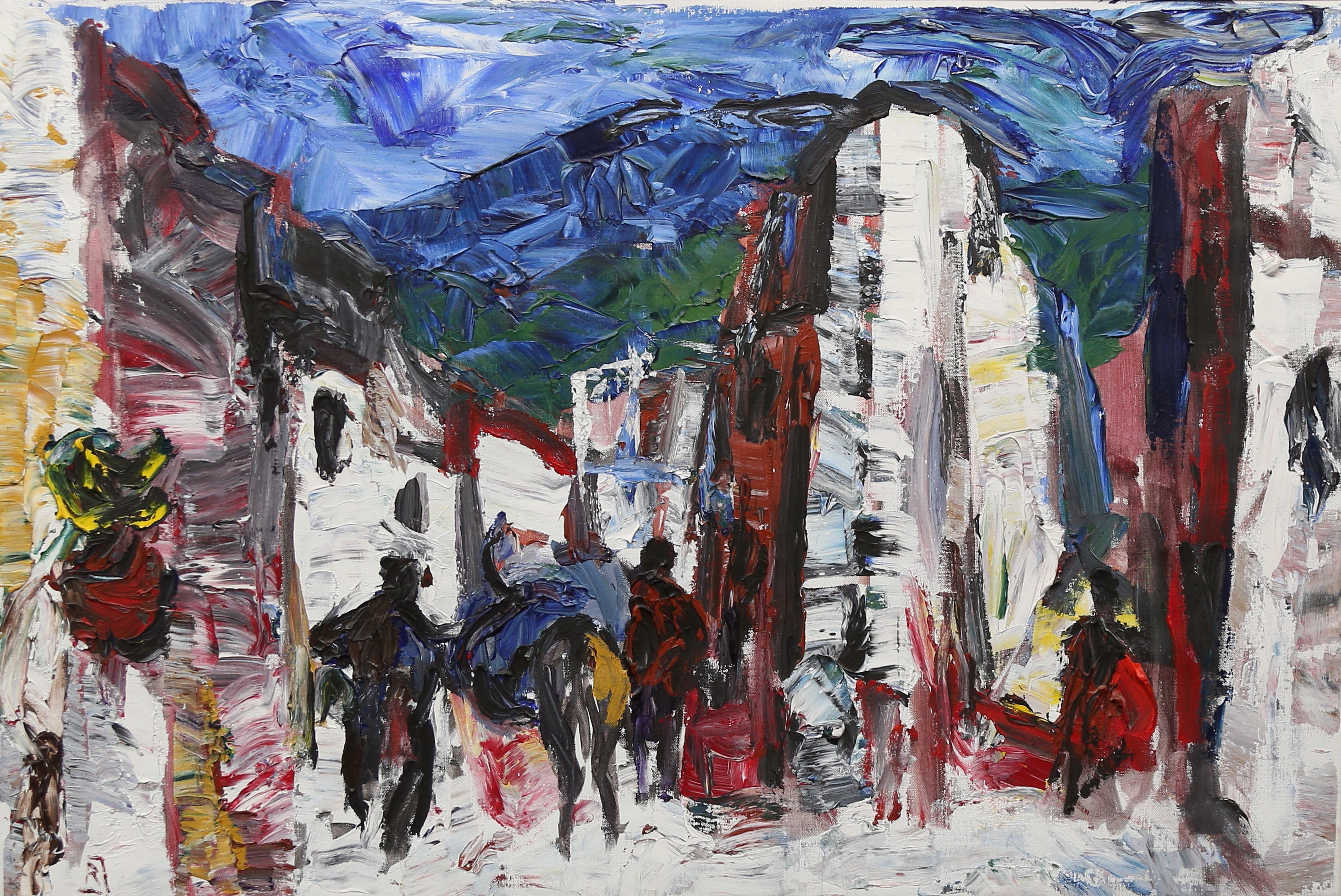 RAGNAR  JOHANSSON. olja på duk, Spansk by, signerad.