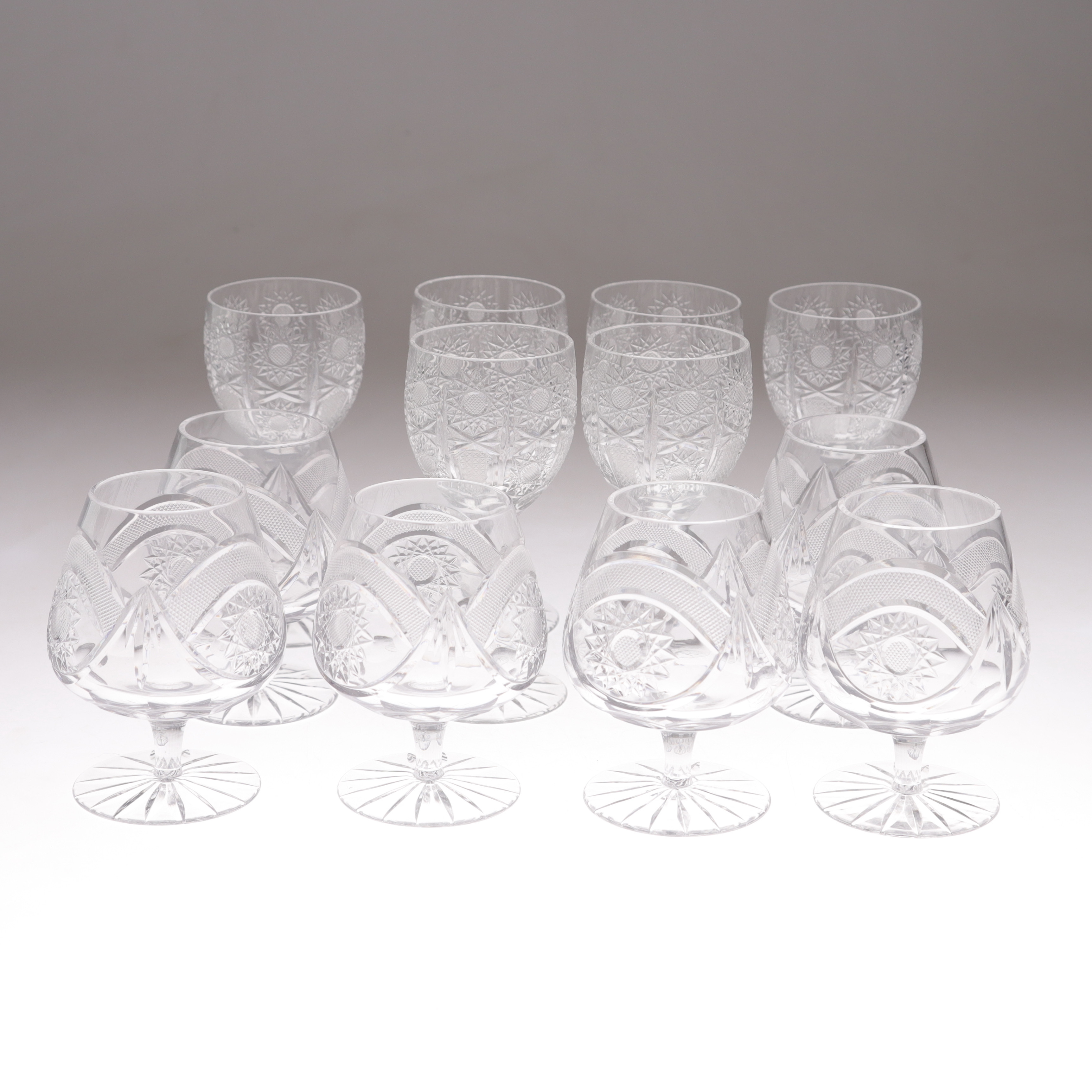 GLAS, 12 st (6+6), Bohemia Crystal, Tjeckoslovakien, 1900-talets andra hälft.