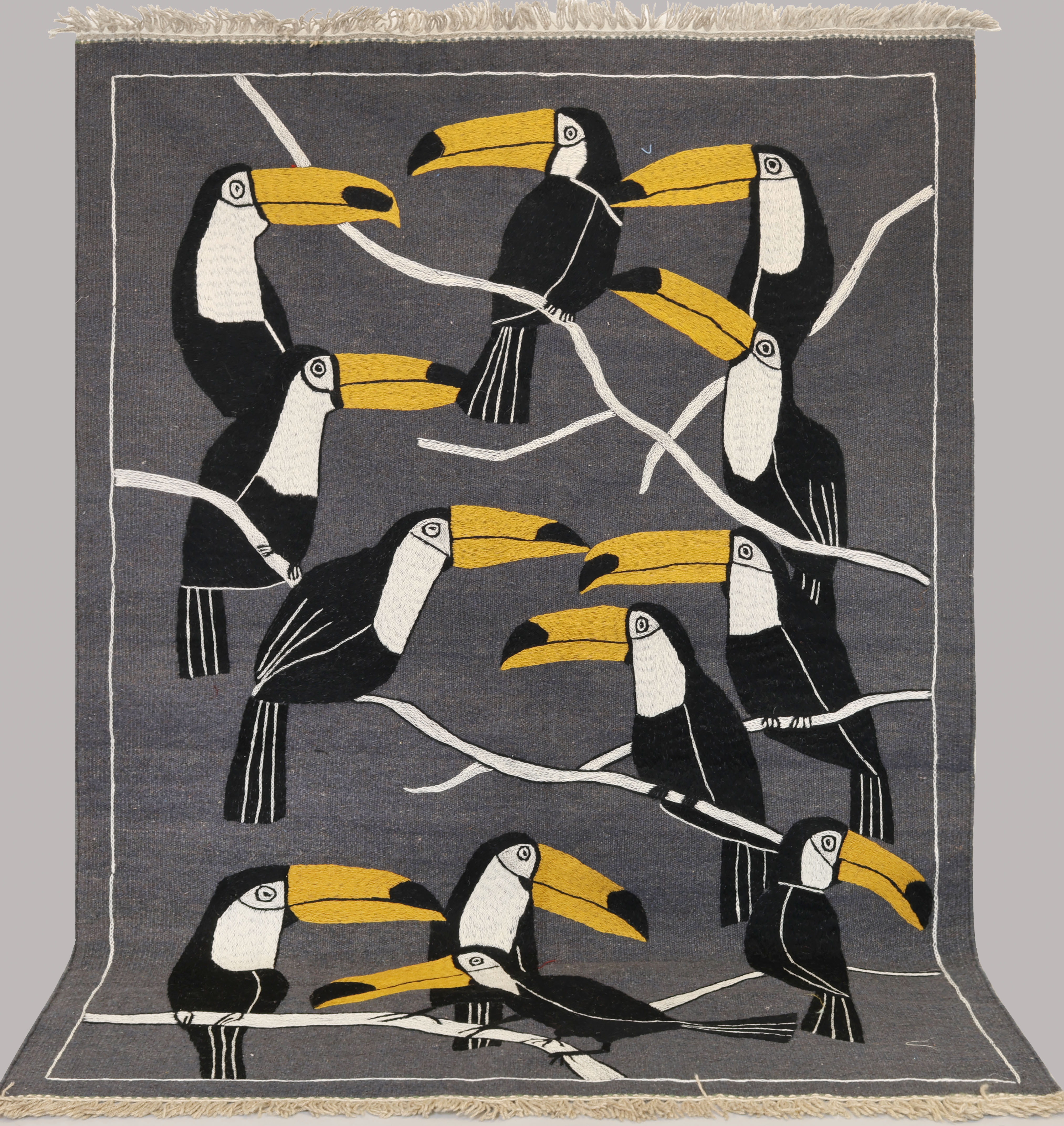 MATTA, Kelim, handvävd med handbroderi, ull, ca 182x130 cm.