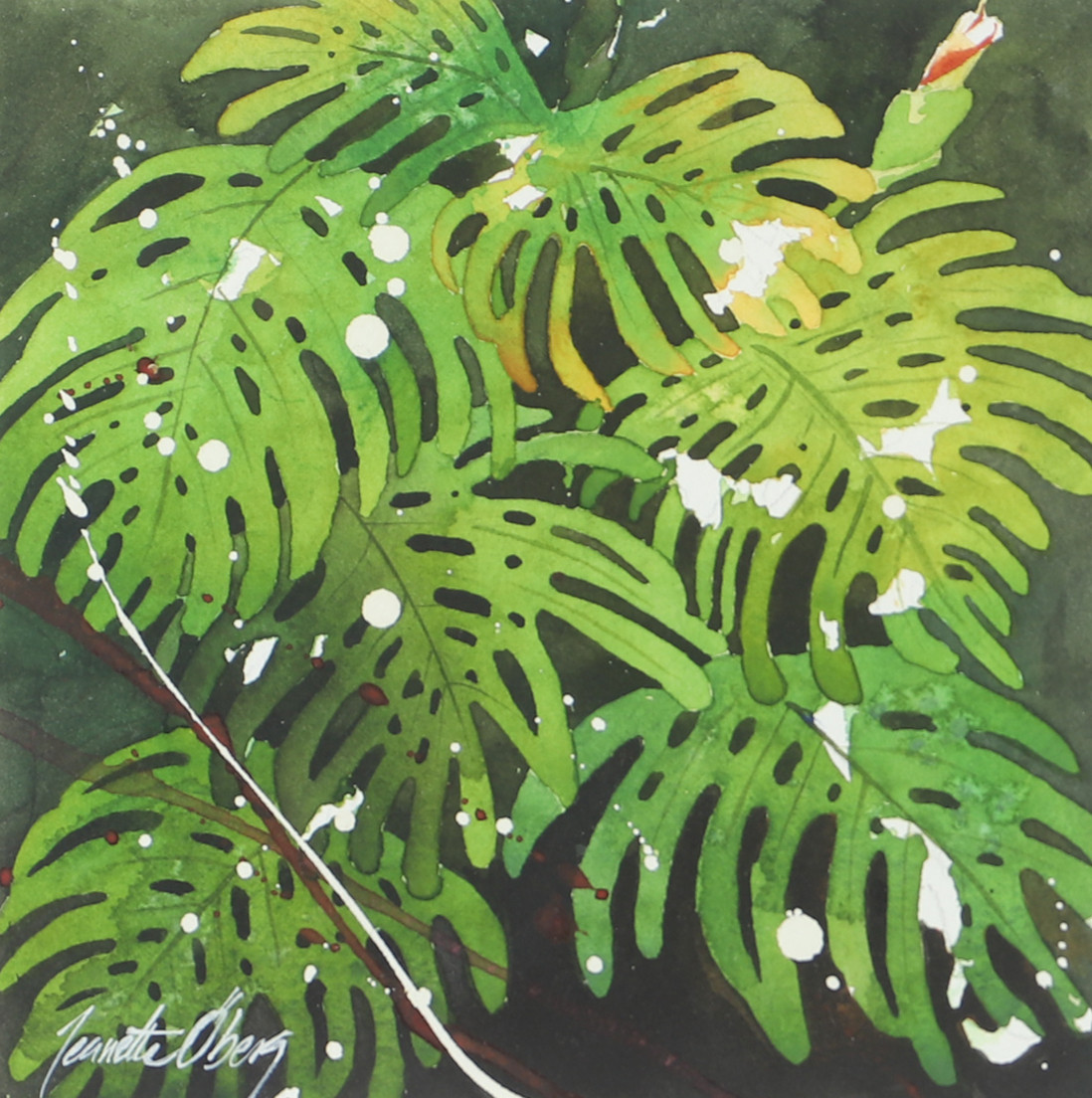 JEANETTE ÖBERG. "Green feeling II", akvarell, signerad.