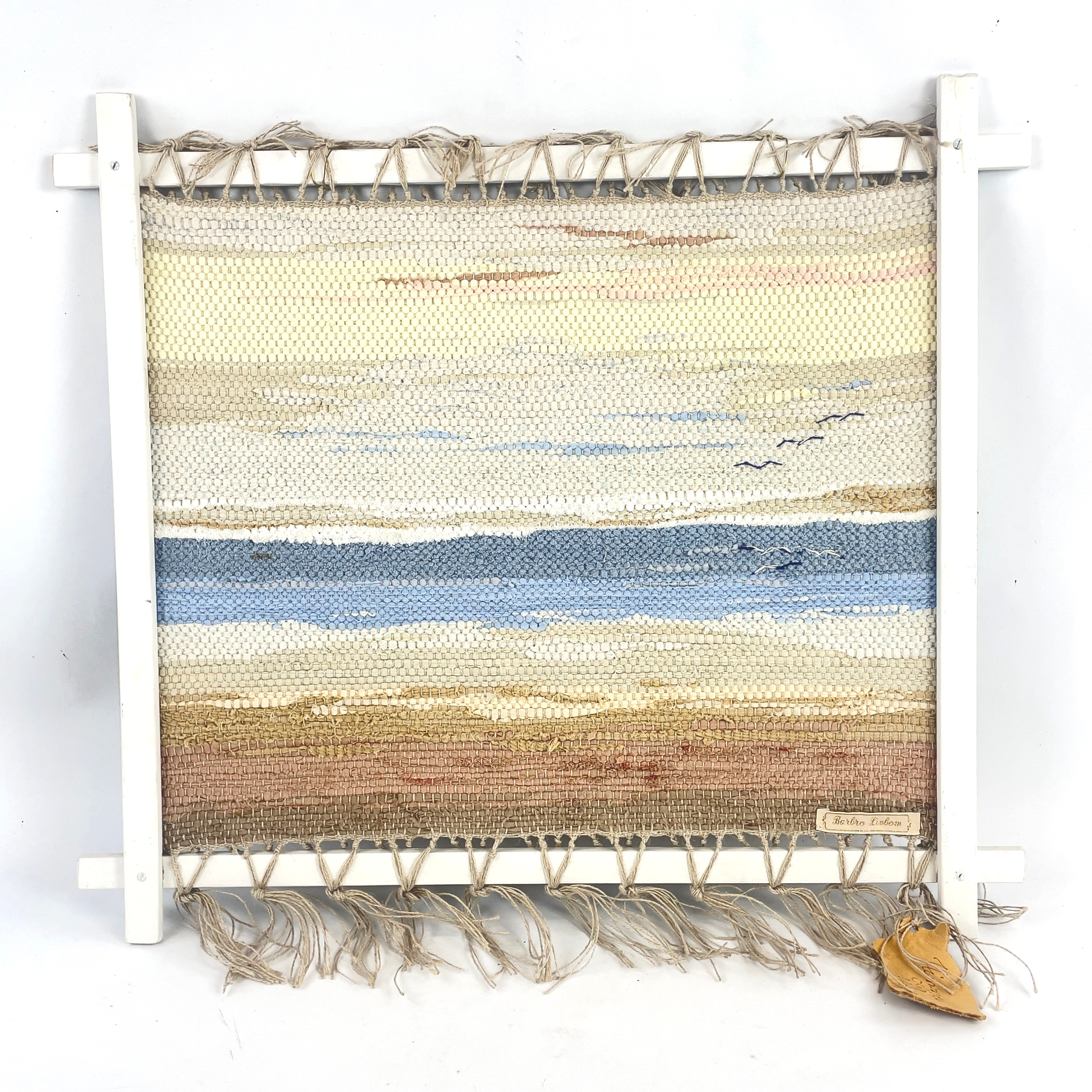 VÄGGBONAD. "Himmel och hav", handvävd, etikettmärkt Barbro Livbom.