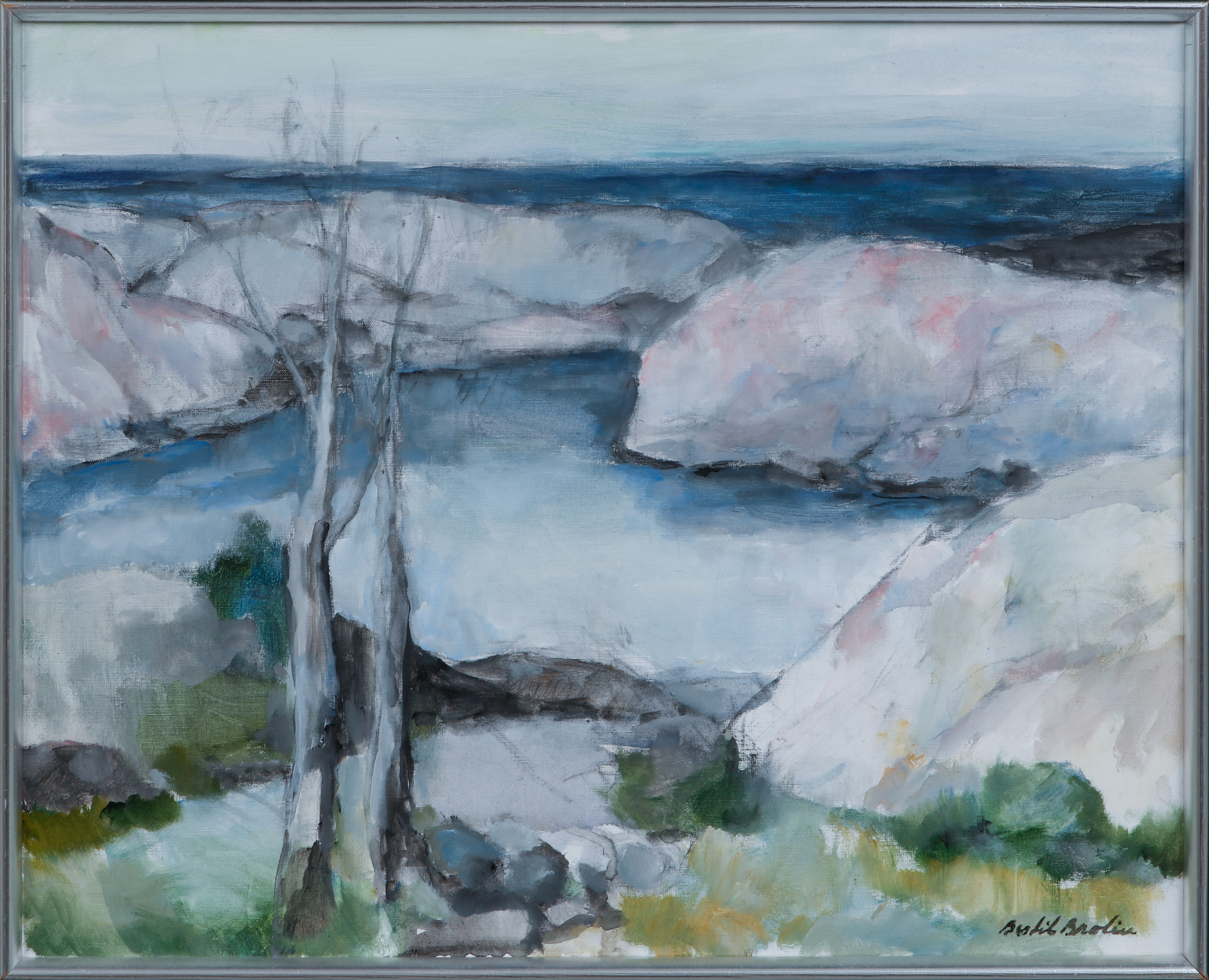 BERTIL BROLIN. Kustbild, olja på duk, signerad.