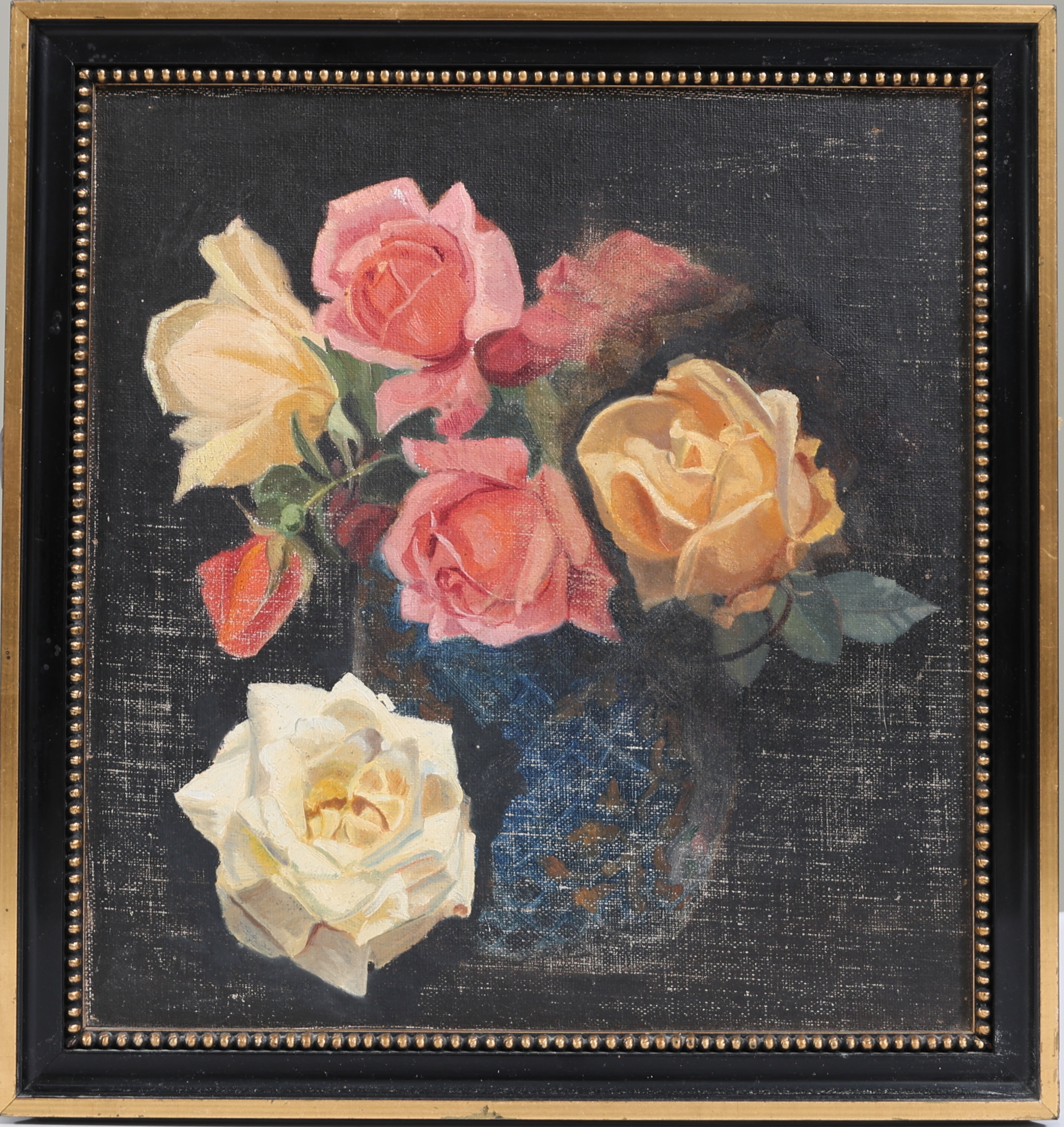 GUSTAF BÖKLIN. TILLSKRIVEN. Stilleben med rosor, olja på pannå.