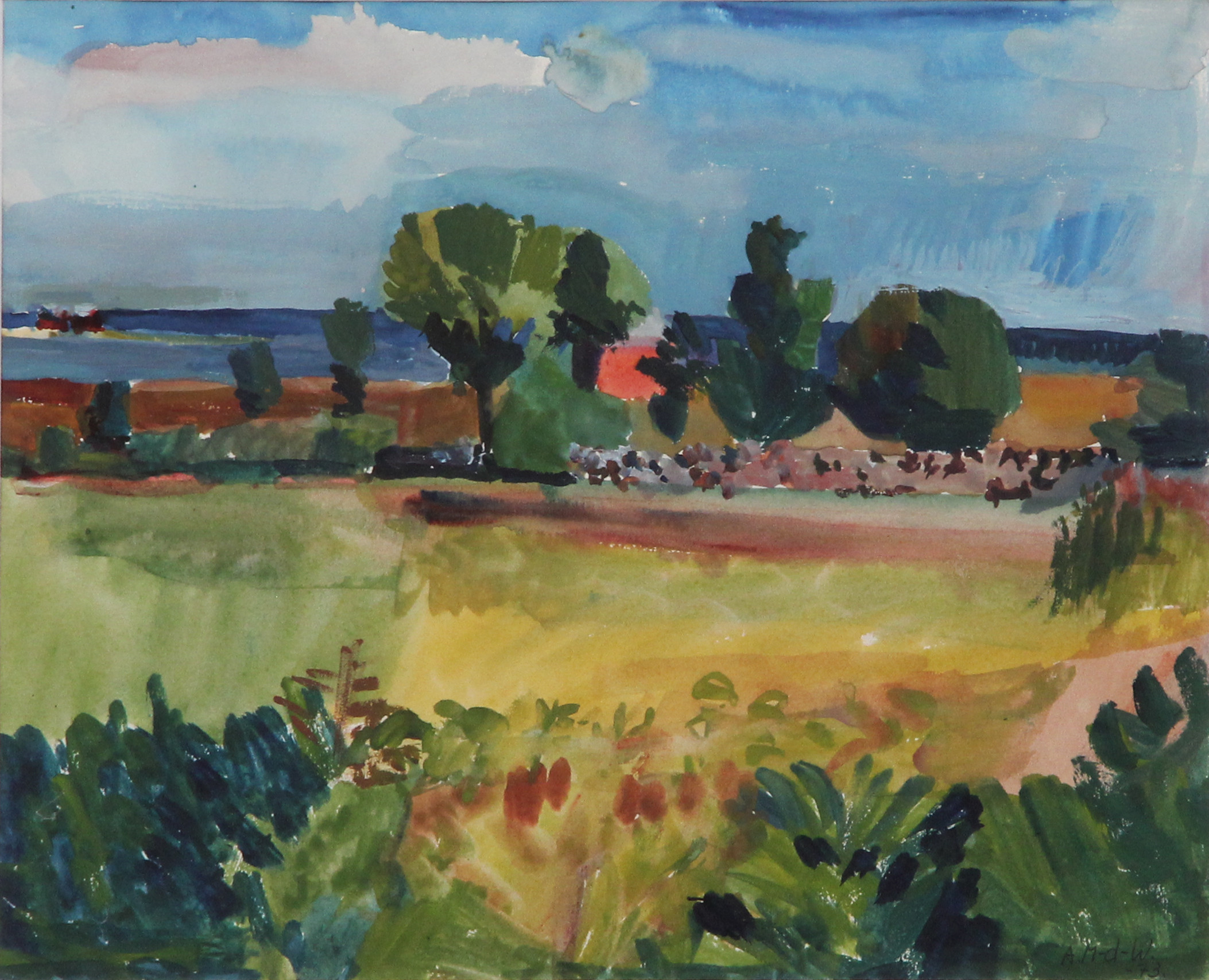 ASTRID MUNTHE DE WOLFE. AKVARELL, på papper, Källa Hamn, Öland, signerad.