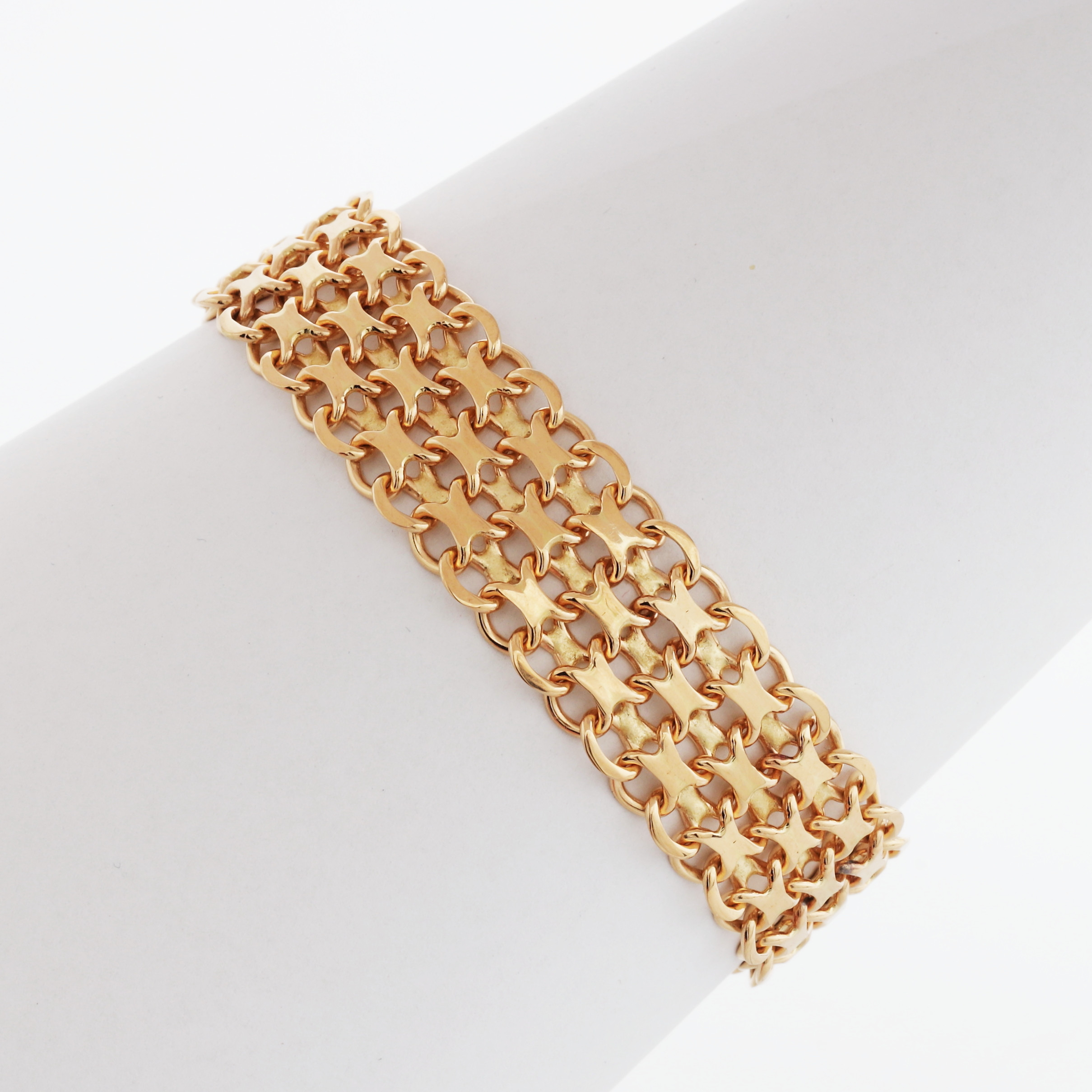 ARMBAND, guld 18K, x-länk, Guldvaruaktiebolaget Styletta, 1969, vikt 34,09 gram.