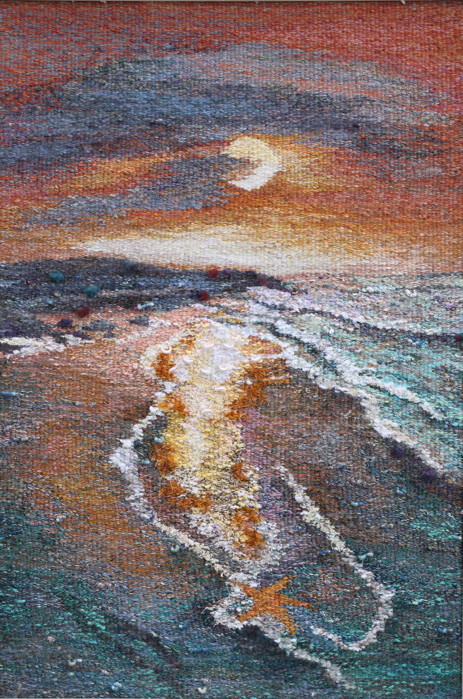 OKÄND KONSTNÄR. Vävd tavla, landskapsmotiv, naturmaterial.