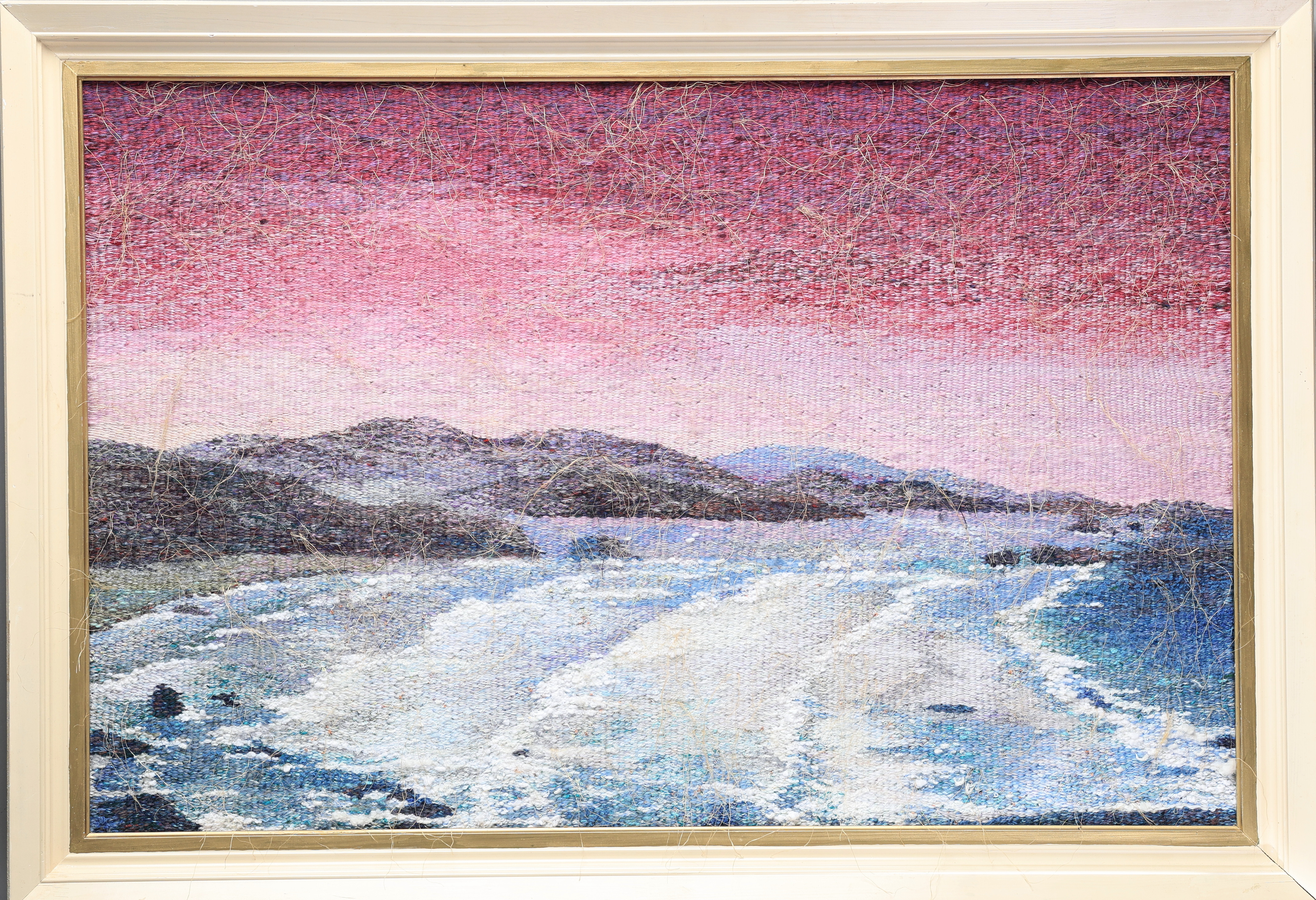 OKÄND KONSTNÄR. Vävd tavla, landskapsmotiv, naturmaterial.