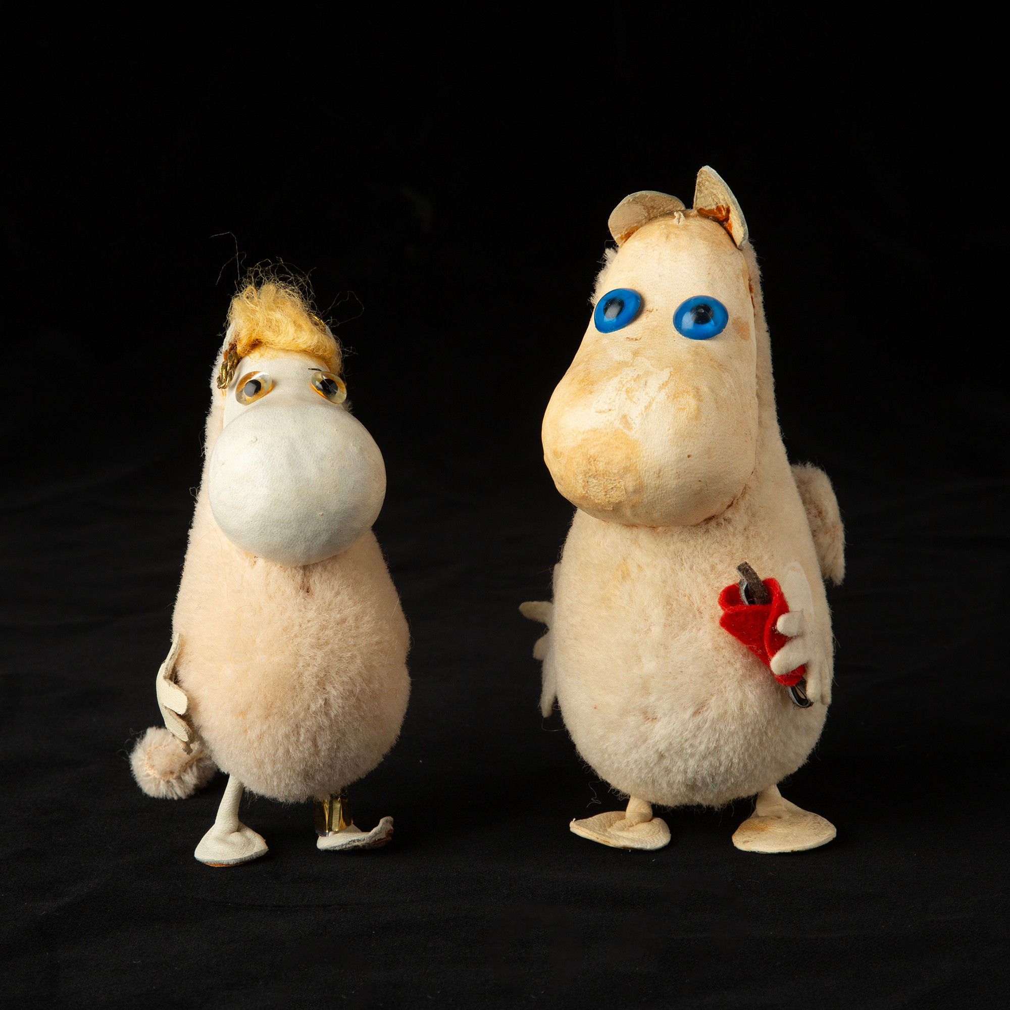 MUMINFIGURER, 2 st, "Mumin" och "Snorkfröken", Atelier Fauni, Finland 1950/60-tal.