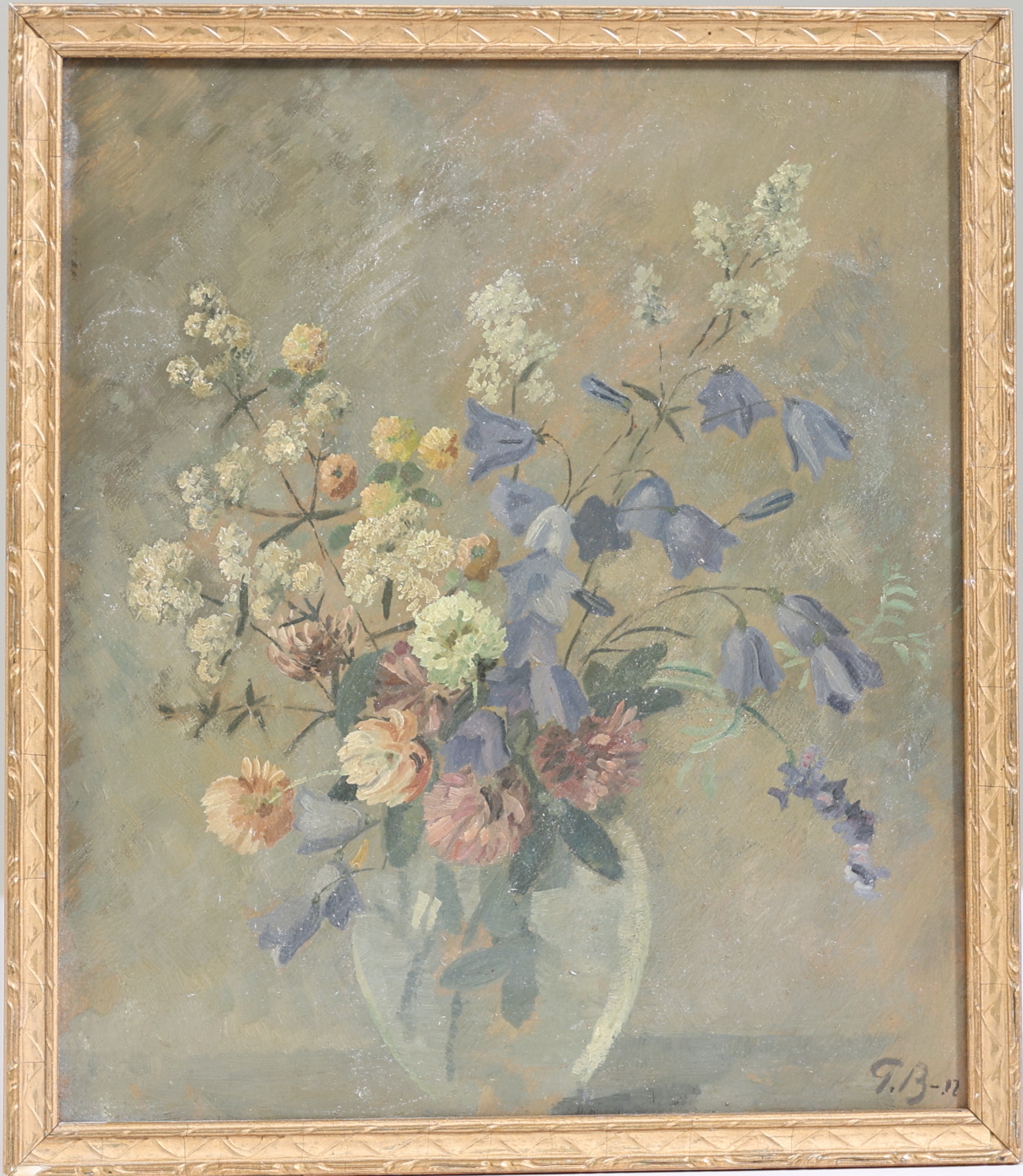 GUSTAF BÖKLIN. TILLSKRIVEN. Blomsterstilleben, sommarbukett i vas, olja på pannå.