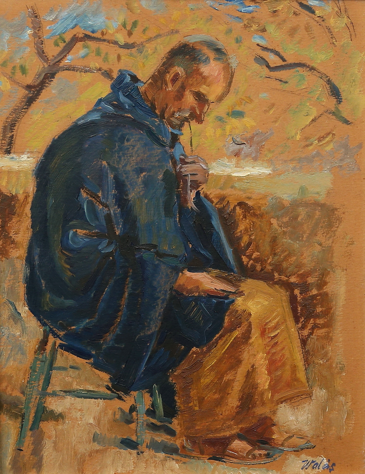 HERBERT WALÅS. olja på pannå, signerad.