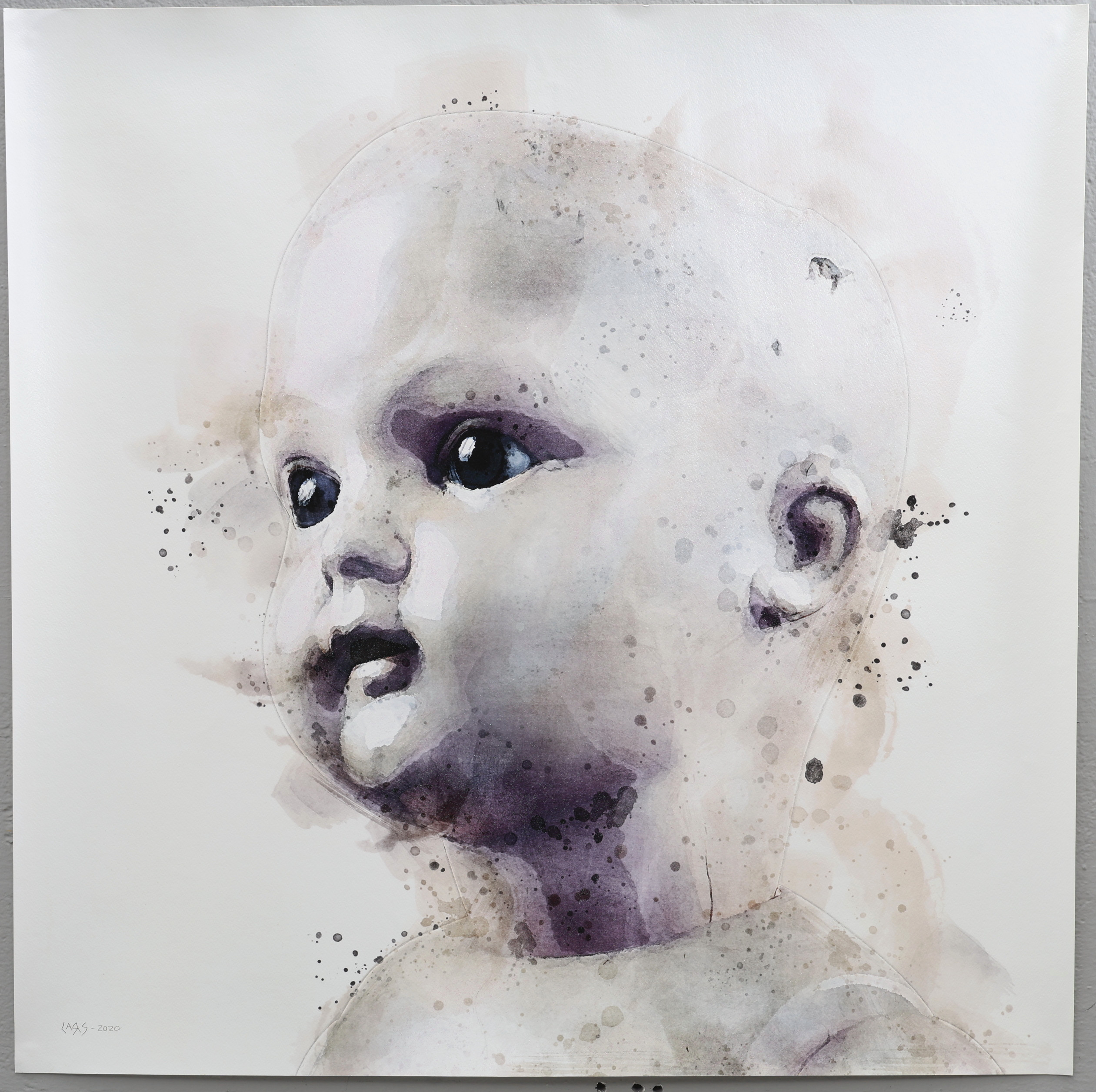 LARS TUNEBO. Mixed media, original, på papper, signerad.