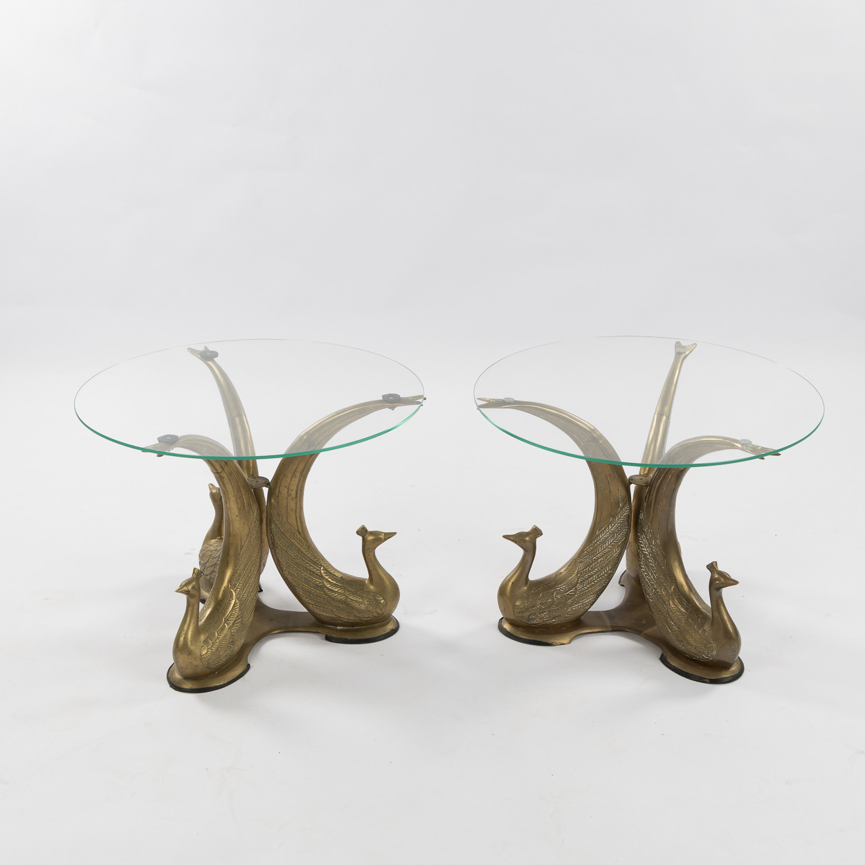 SIDOBORD, ett par, mässing, troligen Italien, 1900-talets andra hälft.