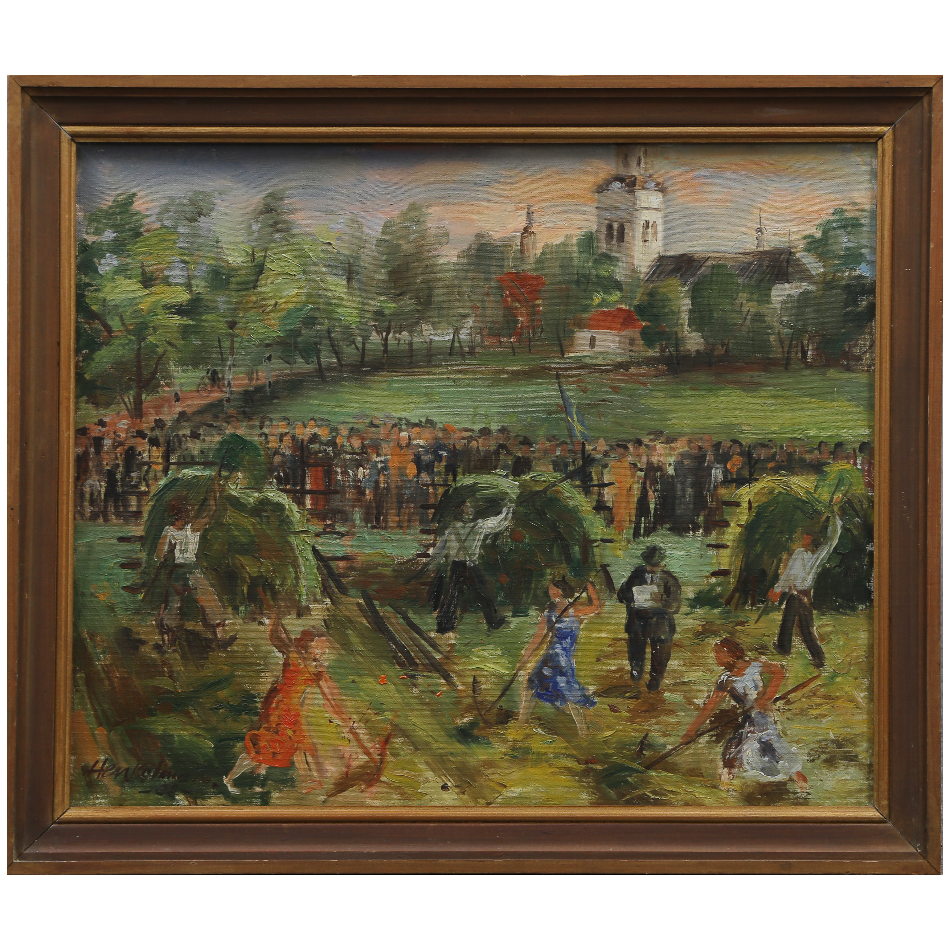 FREDRIK HENKELMANN (1903-1987, LULEÅ/STOCKHOLM) OLJA PÅ PANNÅ, SIGNERAD, DATERAD 1938.