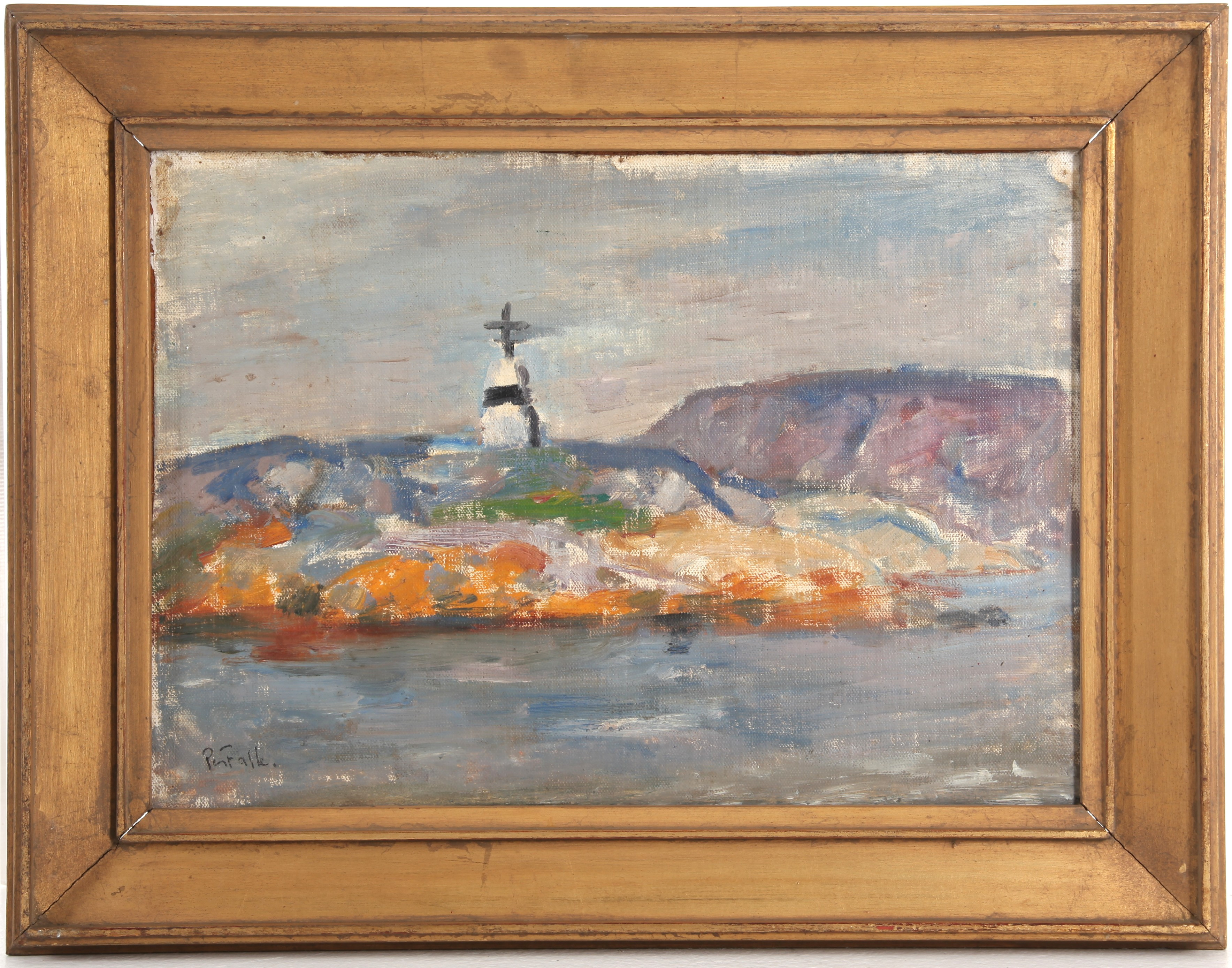 PER FALK. 1924-1982. Olja på pannå, skärgårdsmotiv, signerad.