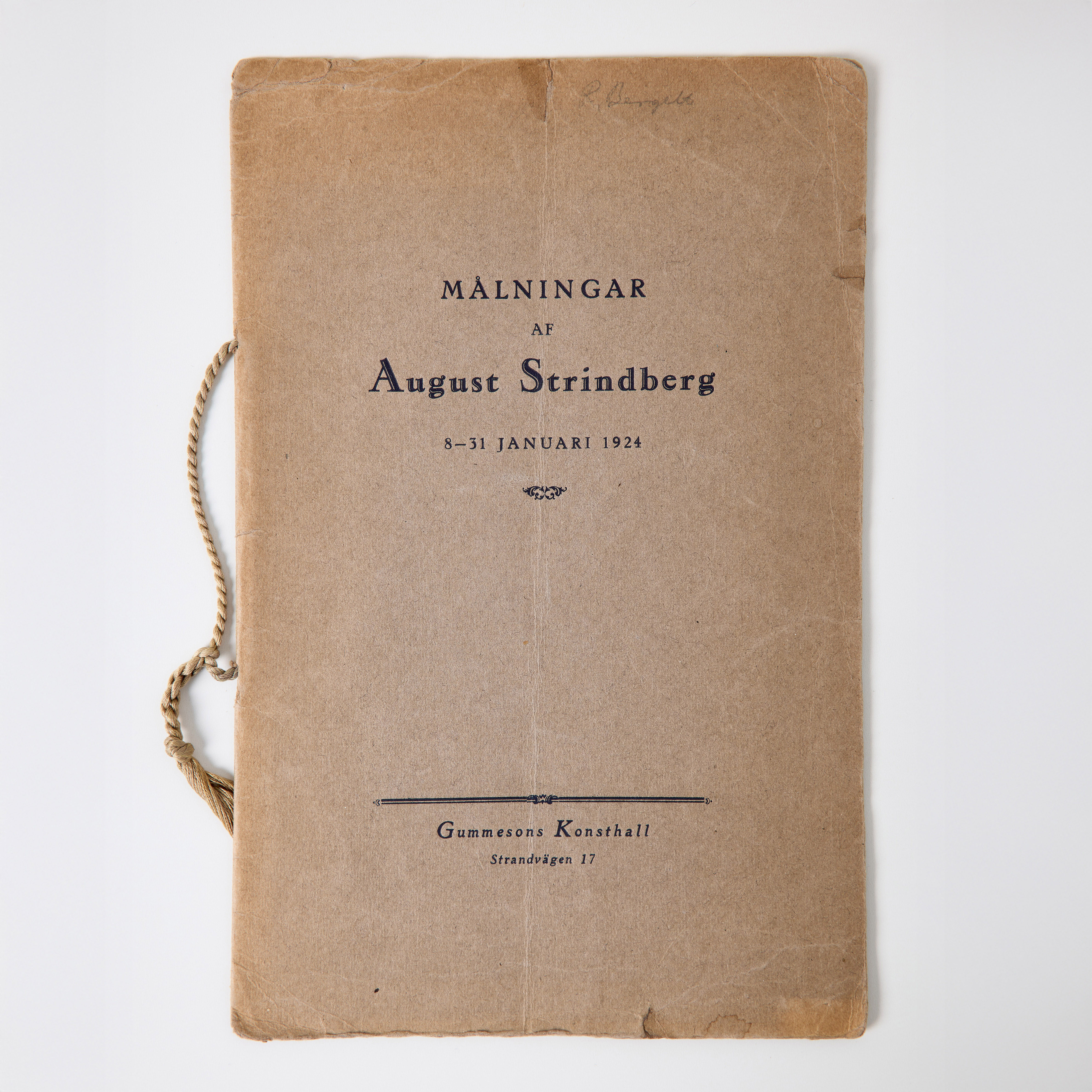 AUGUST STRINDBERG, OVANLIG UTSTÄLLNINGSKATALOG, GUMMESON, 1924.