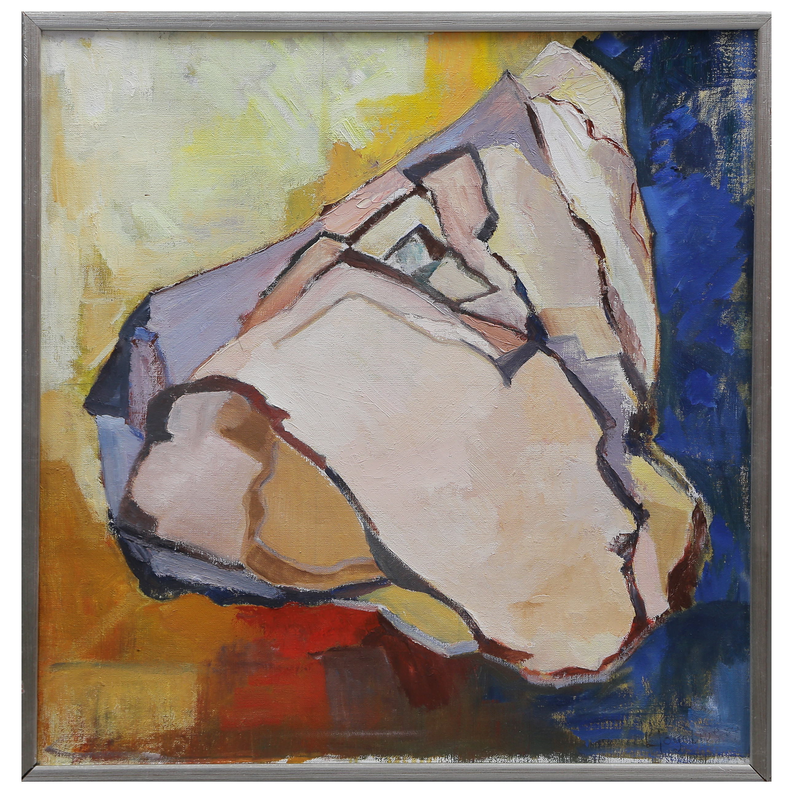 LILIAN ERIKA TOGELIUS (f. 1951) "STENKATTEN, FUNNEN VID GAMLA BRUKET, DEGERHAMN 1984" OLJA PÅ DUK, TEXT A TERGO, SIGNERAD, DATERAD.