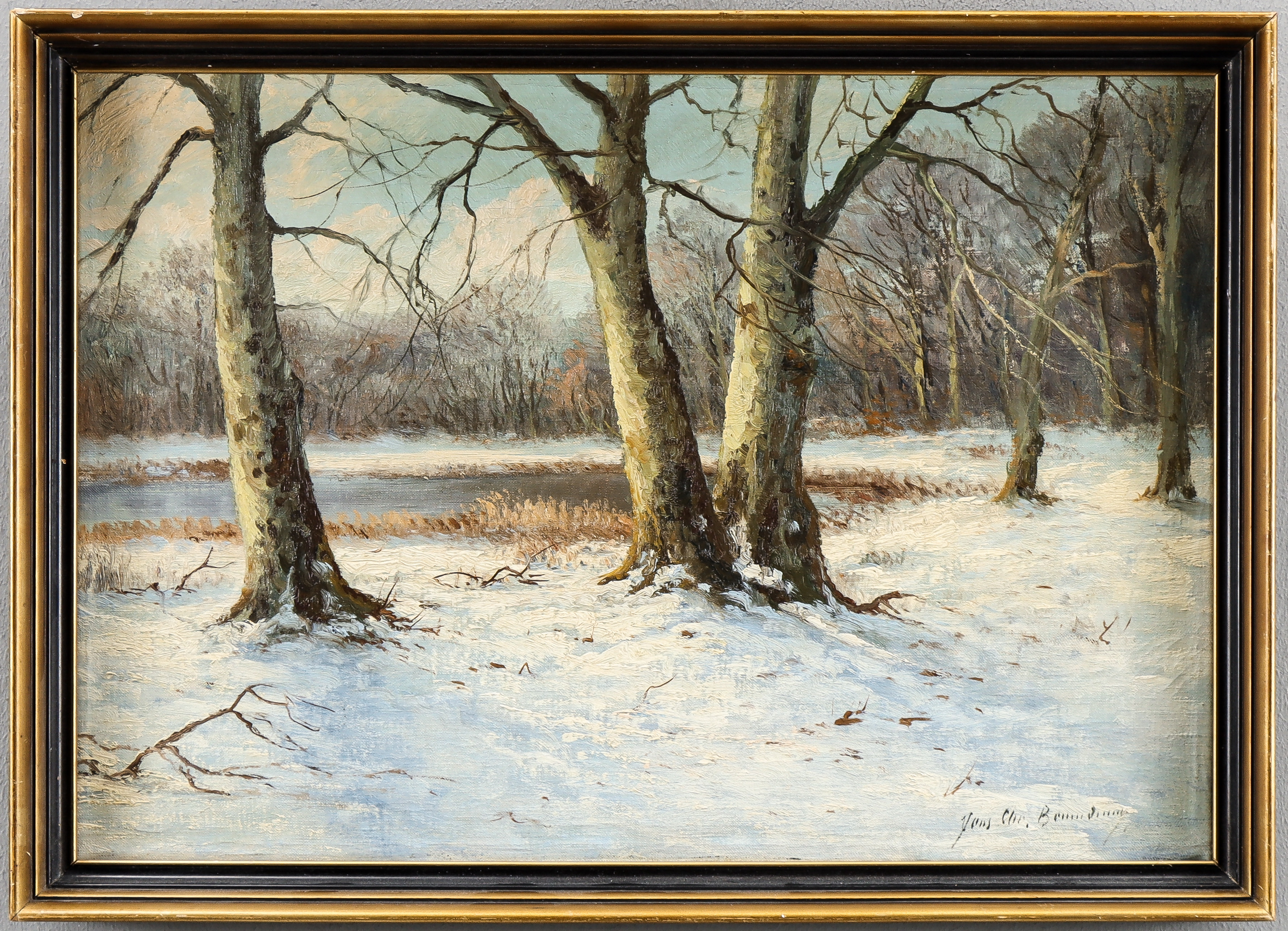 JENS CHRISTIAN BENNEDSEN 1893-1967. Olja på duk, "Vinterlandskap".