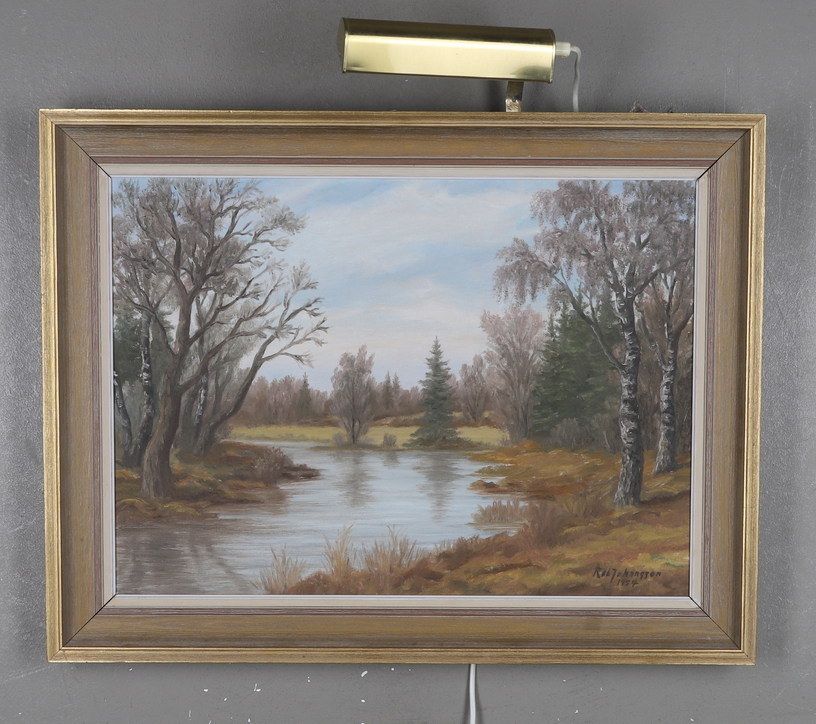 ROB JOHANSSON. Olja på duk, landskapsmotiv, signerad och datera 1954.