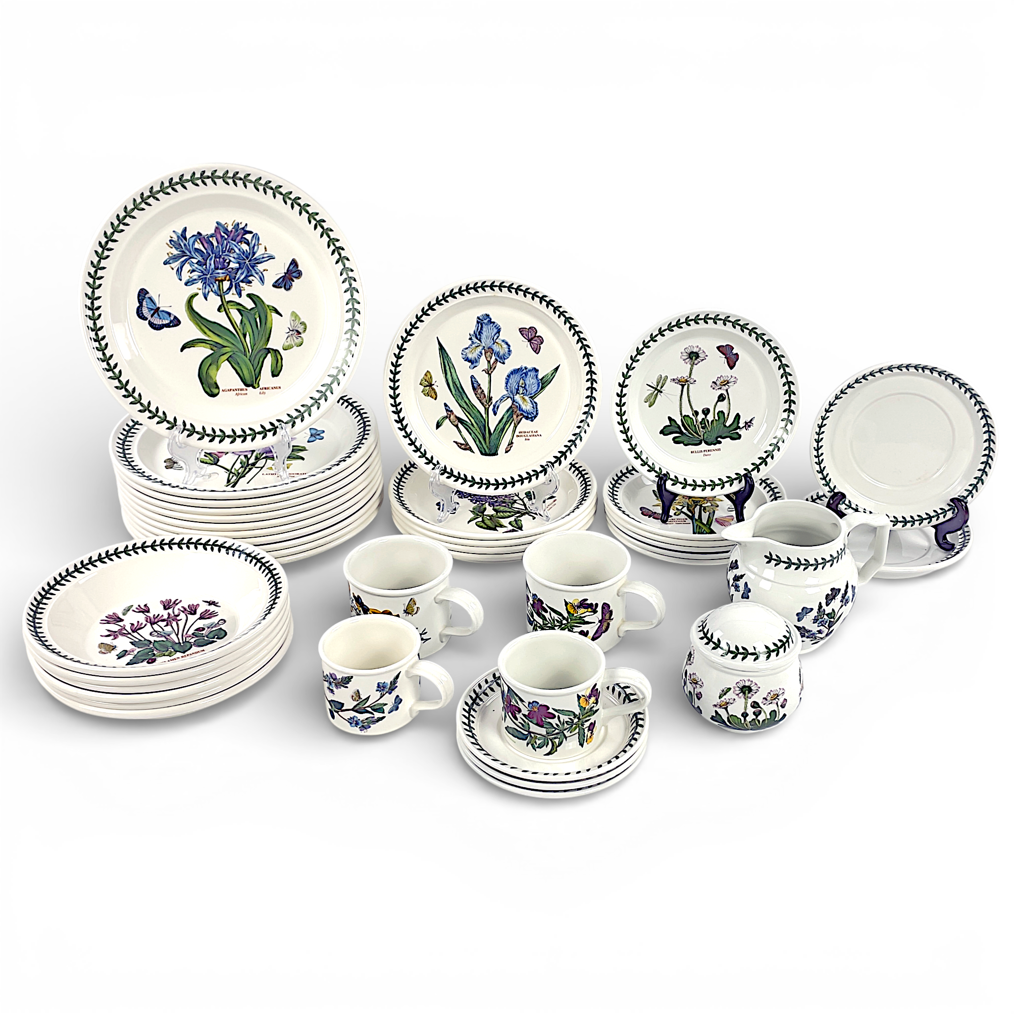 SUSAN WILLIAMS-ELLIS. Servisdelar, 39 st, "Botanic Garden", porslin, Portmeirion, England.