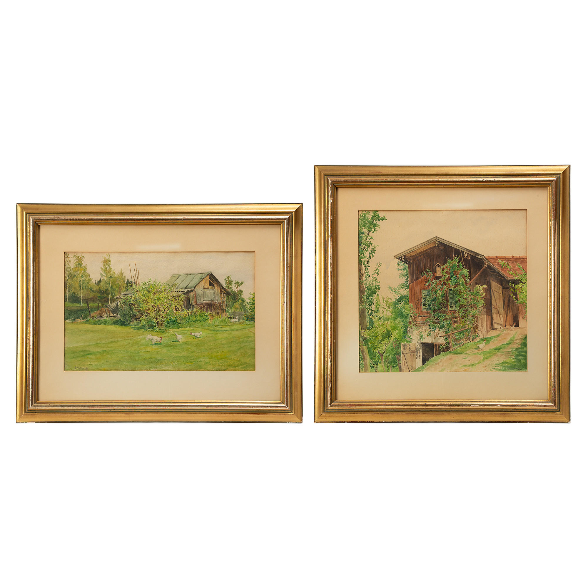 HANS BACHRACH. Akvareller, 2 st, signerade och daterade 1941 och 1945.